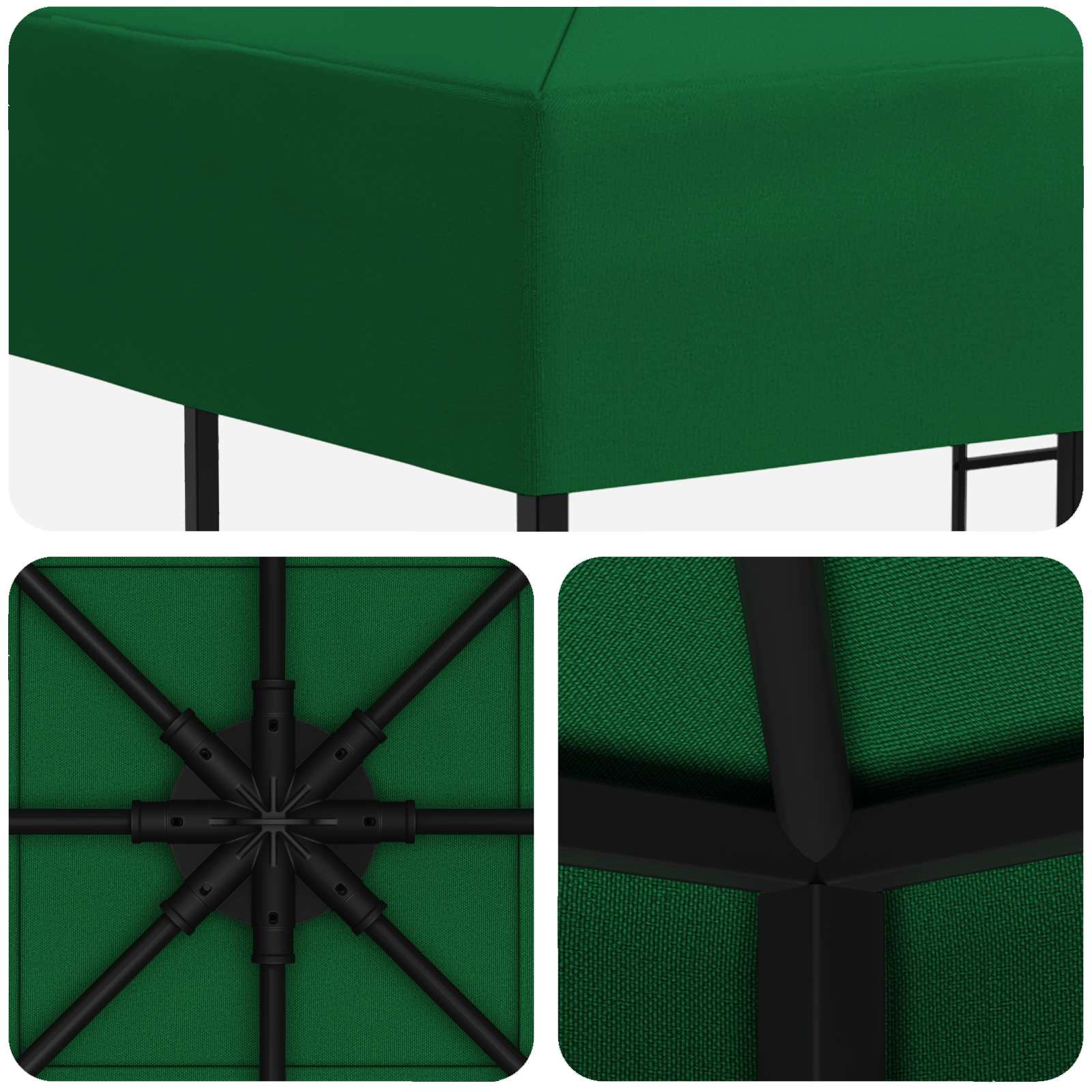 Prieel 3 x 3 m Groen Polyester en staal 190 gsm is nu te koop bij PeponiXL, paradijselijk wonen!