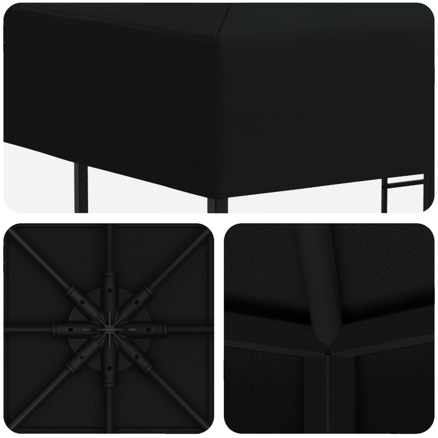 Prieel 3 x 3 m Zwart Polyester en staal 190 gsm is nu te koop bij PeponiXL, paradijselijk wonen!