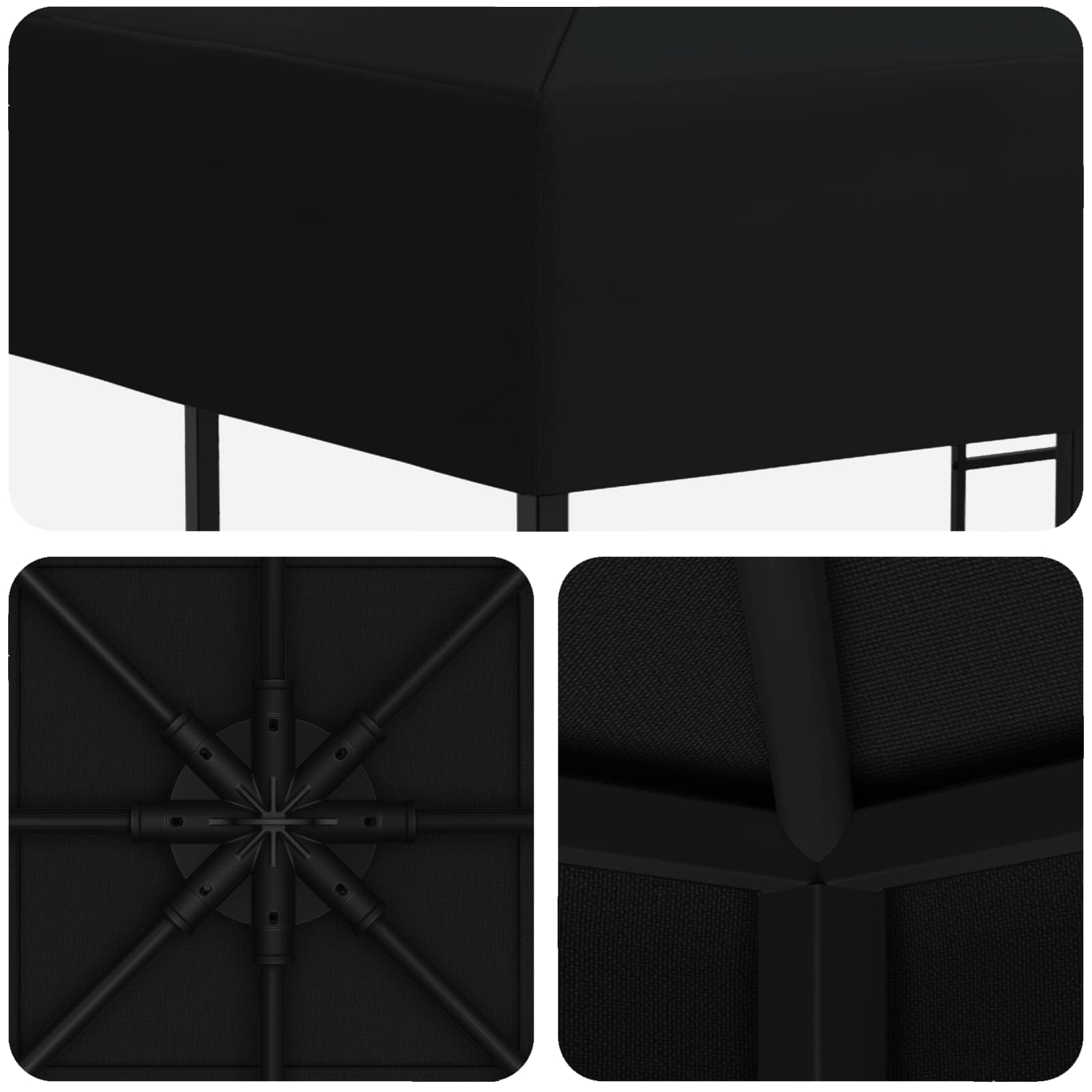 Prieel 3 x 3 m Zwart Polyester en staal 190 gsm is nu te koop bij PeponiXL, paradijselijk wonen!