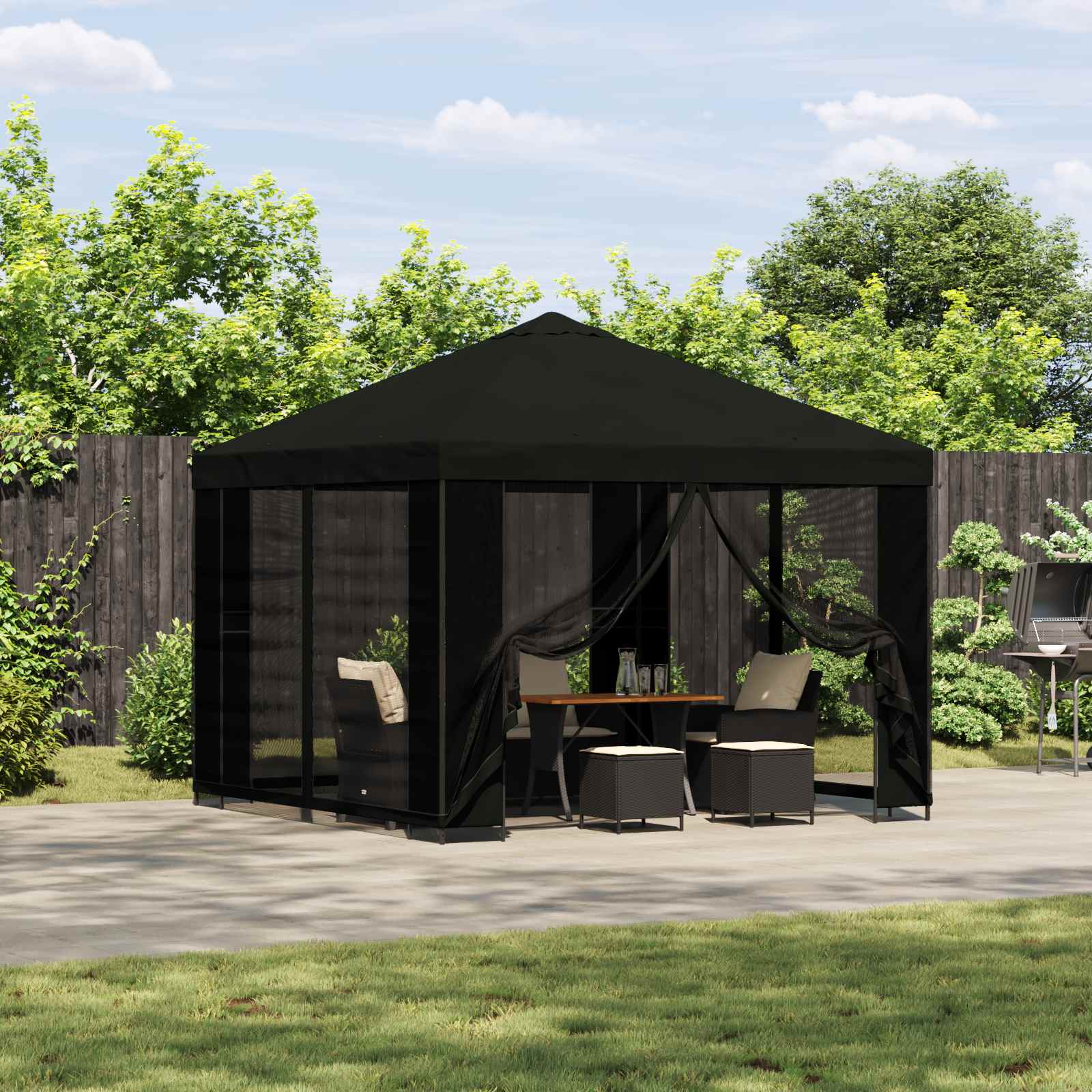 Prieel 3 x 3 m Zwart Polyester en staal 190 gsm is nu te koop bij PeponiXL, paradijselijk wonen!