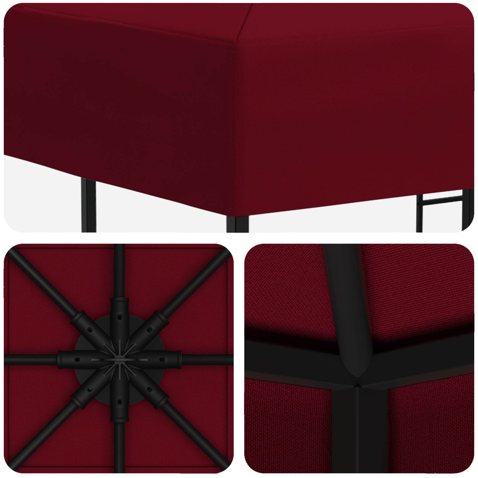 Prieel 3 x 3 m Bordeauxrood Polyester en staal 190 gsm is nu te koop bij PeponiXL, paradijselijk wonen!