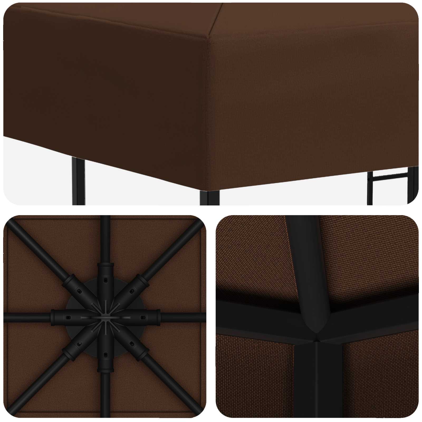 Prieel 3 x 3 m Bruin Polyester en staal 190 gsm is nu te koop bij PeponiXL, paradijselijk wonen!