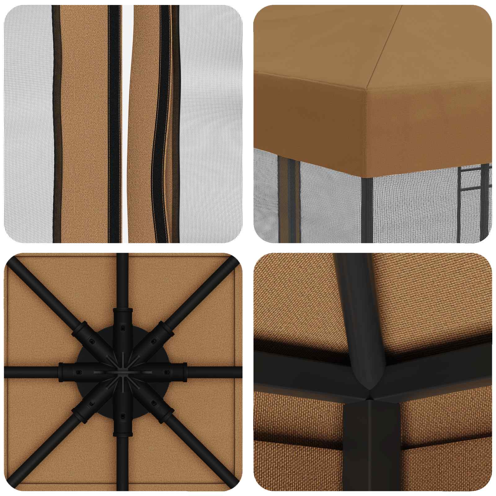 Tuin Gazebo met Zijwanden 3 x 3 m Beige Polyester en staal is nu te koop bij PeponiXL, paradijselijk wonen!