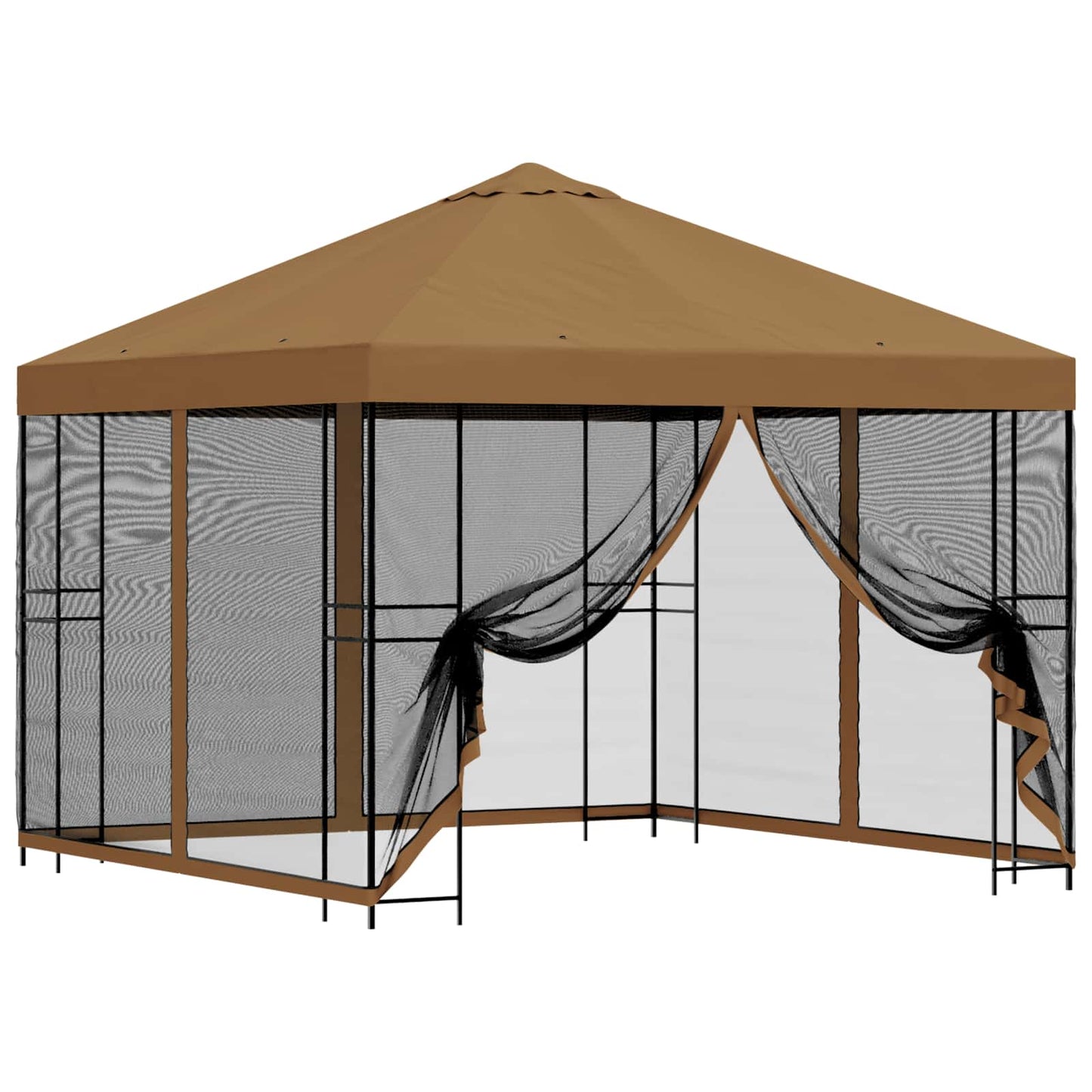 Tuin Gazebo met Zijwanden 3 x 3 m Beige Polyester en staal is nu te koop bij PeponiXL, paradijselijk wonen!