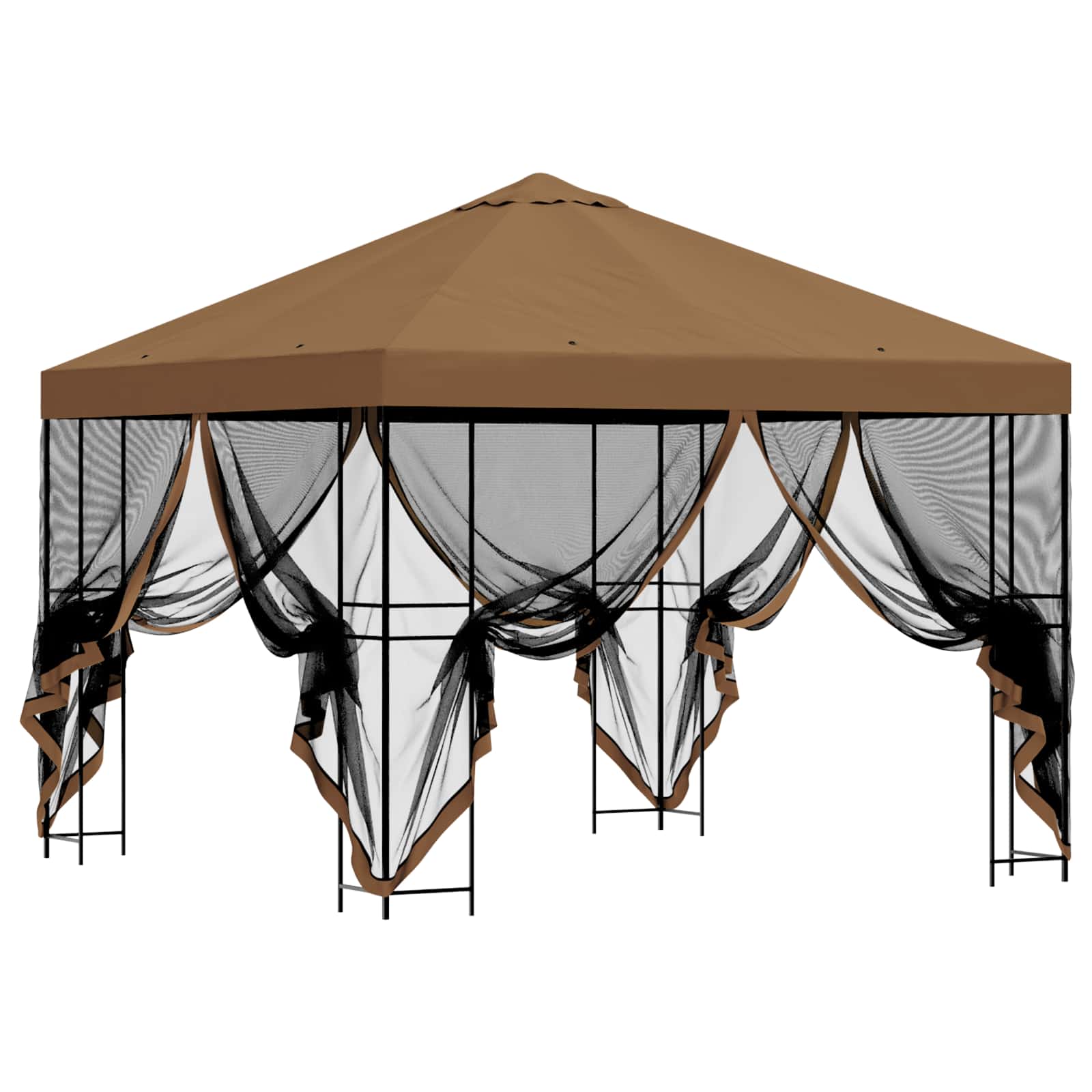 Tuin Gazebo met Zijwanden 3 x 3 m Beige Polyester en staal is nu te koop bij PeponiXL, paradijselijk wonen!