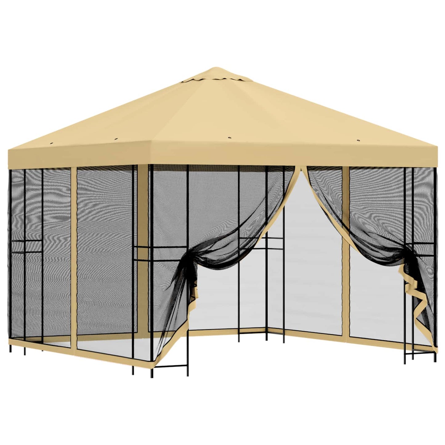 Tuin Gazebo met Zijwanden 3 x 3 m Crèmekleurig is nu te koop bij PeponiXL, paradijselijk wonen!