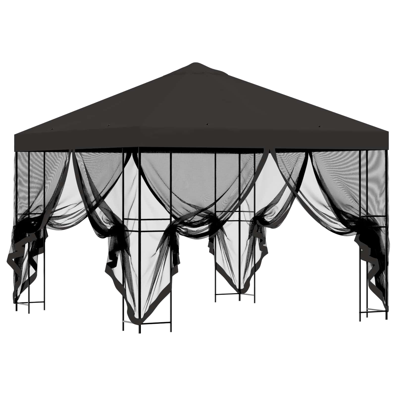 Tuin Gazebo met Zijwanden 3 x 3 m Antracietkleurig is nu te koop bij PeponiXL, paradijselijk wonen!