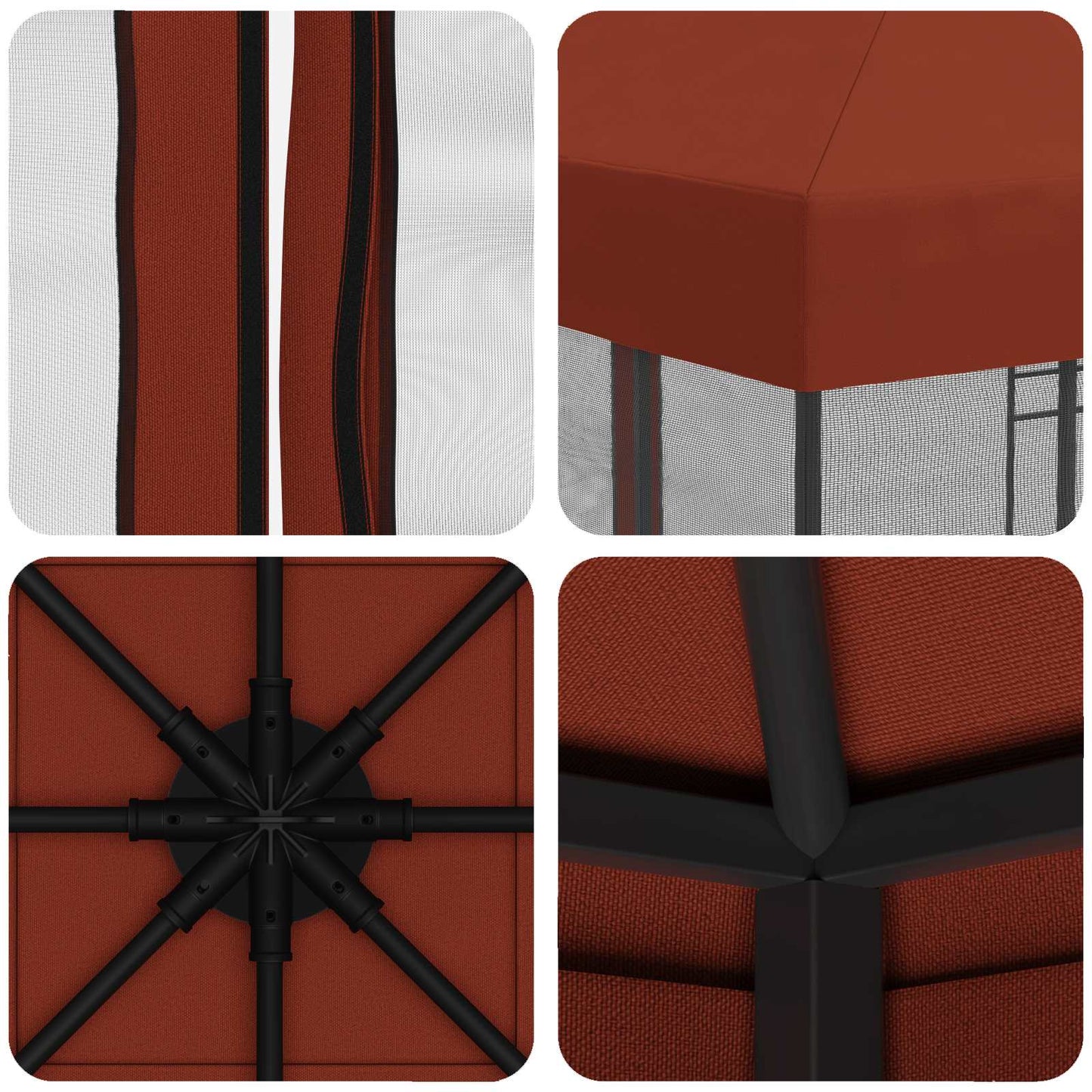 Tuin Gazebo met Zijwanden 3 x 3 m Terracotta Polyester en staal is nu te koop bij PeponiXL, paradijselijk wonen!