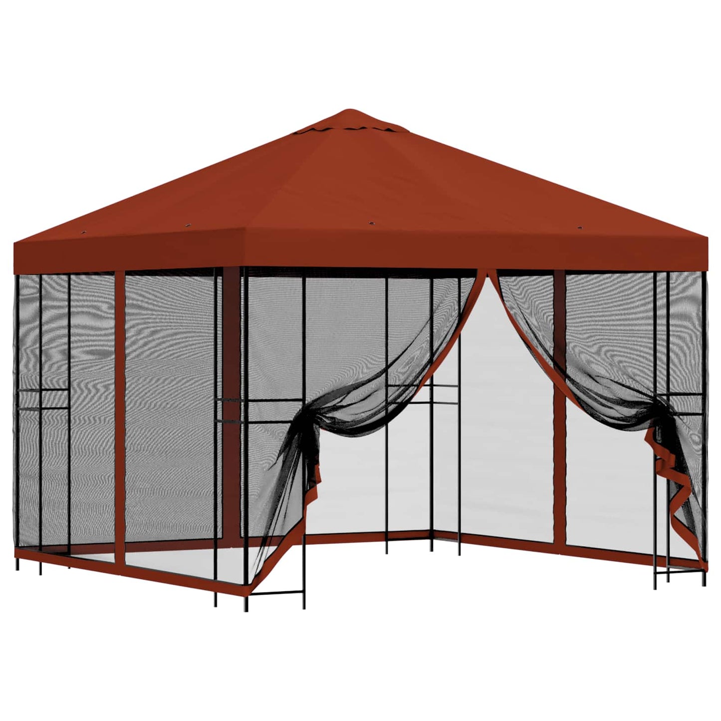 Tuin Gazebo met Zijwanden 3 x 3 m Terracotta Polyester en staal is nu te koop bij PeponiXL, paradijselijk wonen!