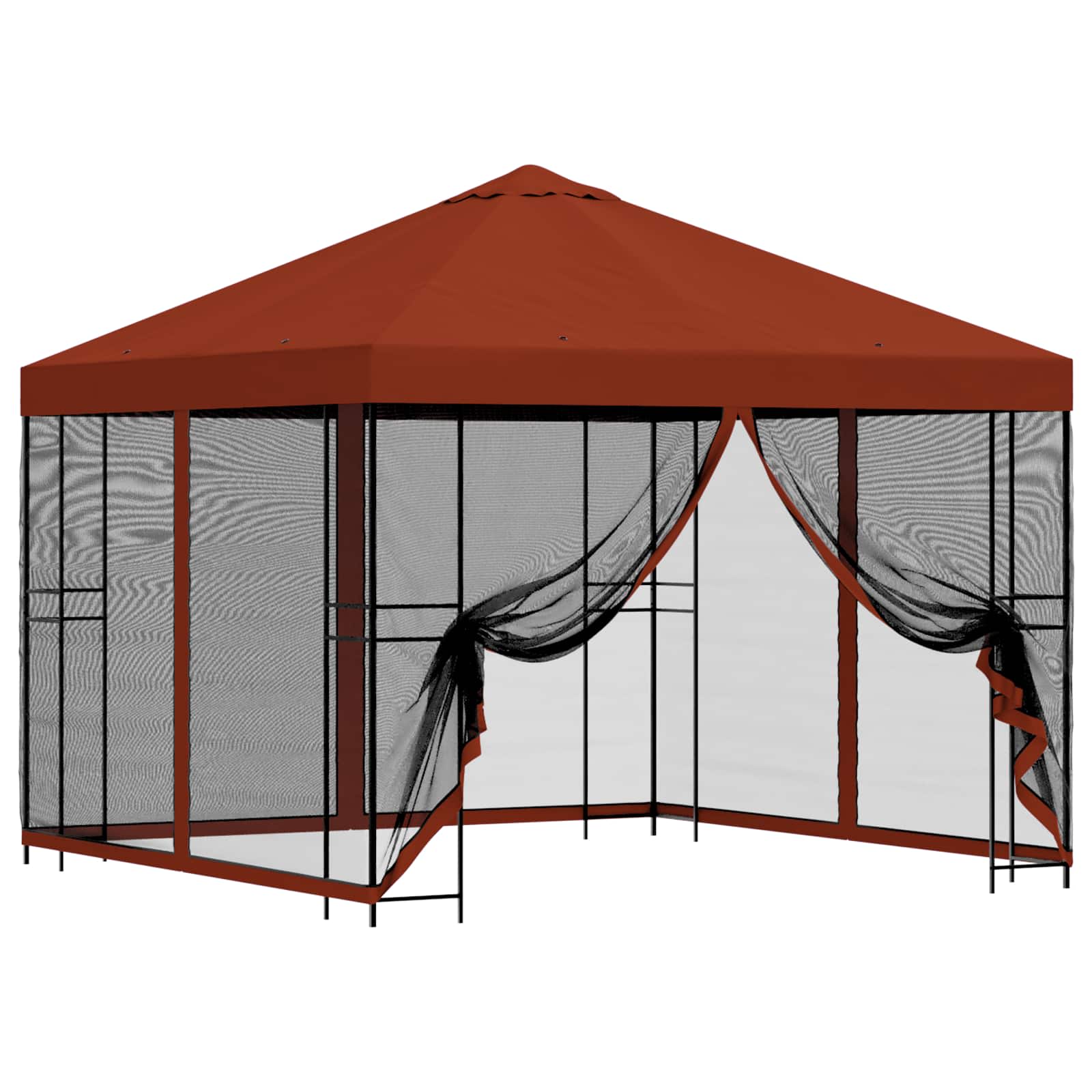 Tuin Gazebo met Zijwanden 3 x 3 m Terracotta Polyester en staal is nu te koop bij PeponiXL, paradijselijk wonen!