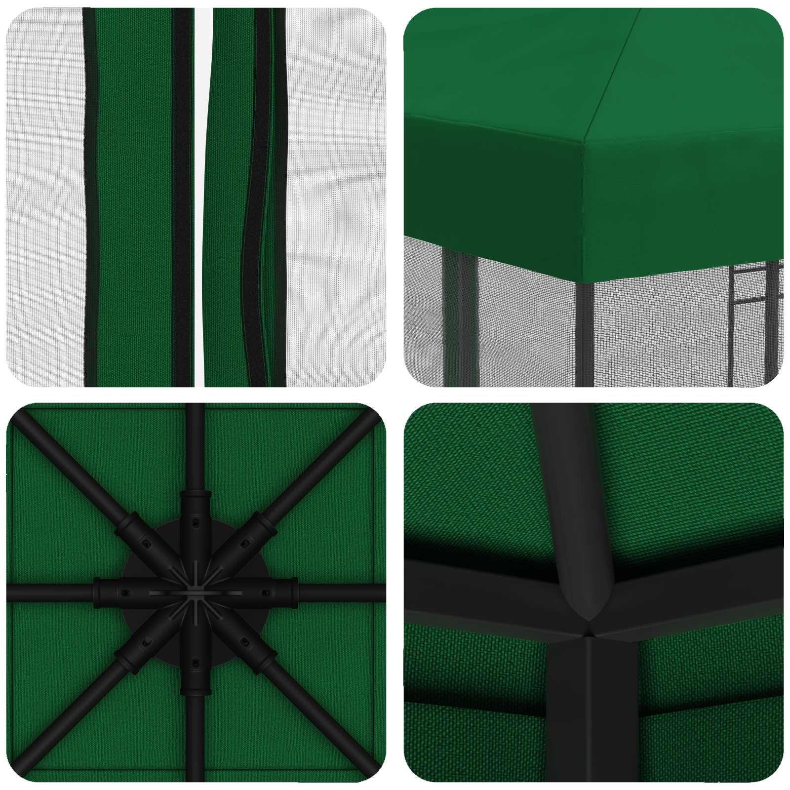 Tuin Gazebo met Zijwanden 3 x 3 m Groen Polyester en staal is nu te koop bij PeponiXL, paradijselijk wonen!