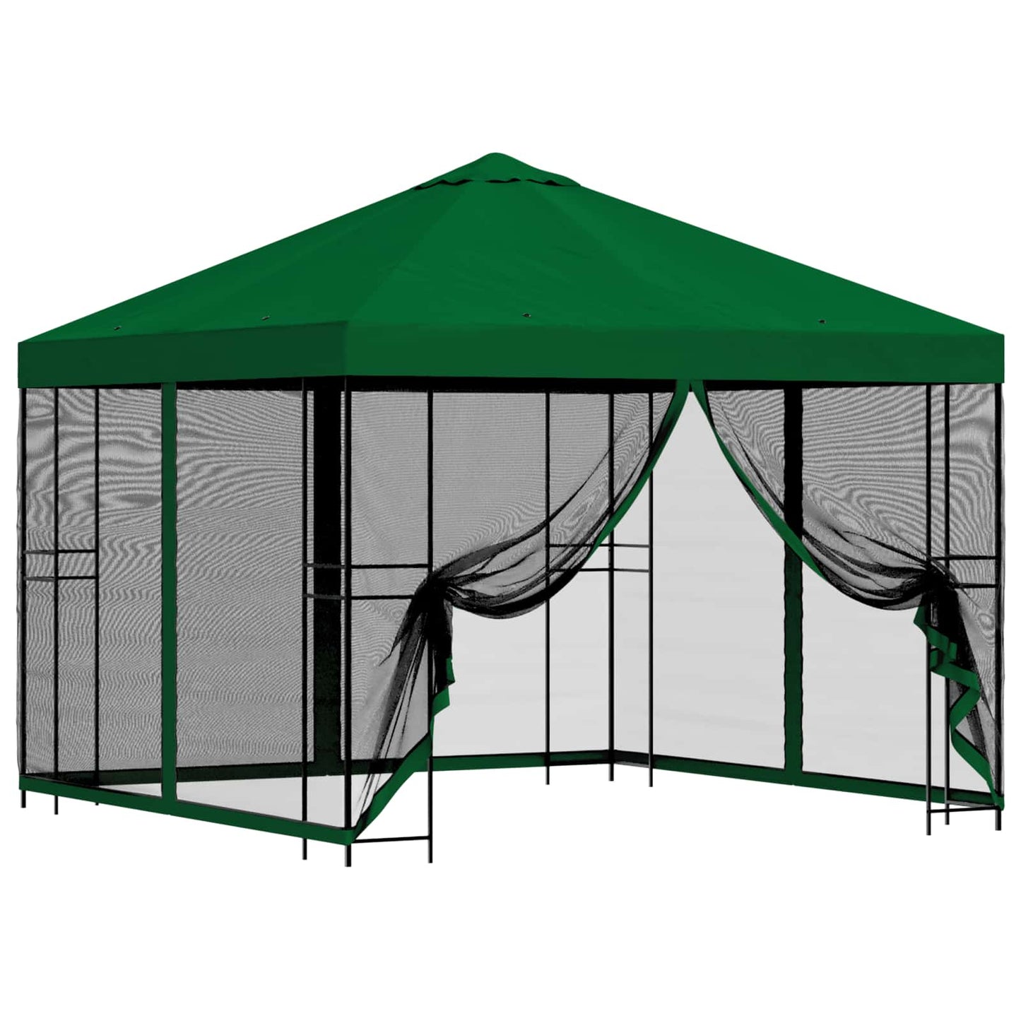 Tuin Gazebo met Zijwanden 3 x 3 m Groen Polyester en staal is nu te koop bij PeponiXL, paradijselijk wonen!