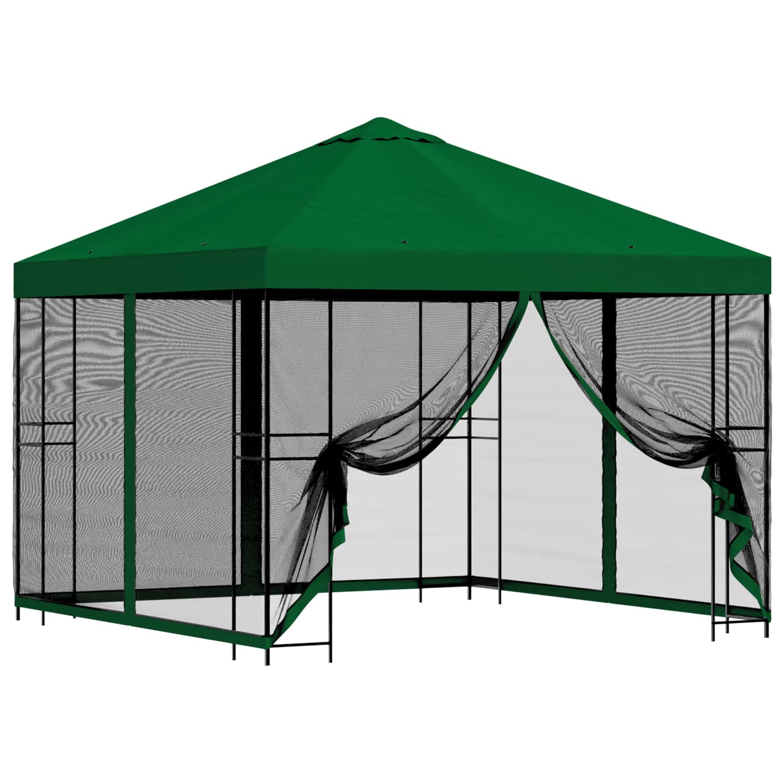 Tuin Gazebo met Zijwanden 3 x 3 m Groen Polyester en staal is nu te koop bij PeponiXL, paradijselijk wonen!