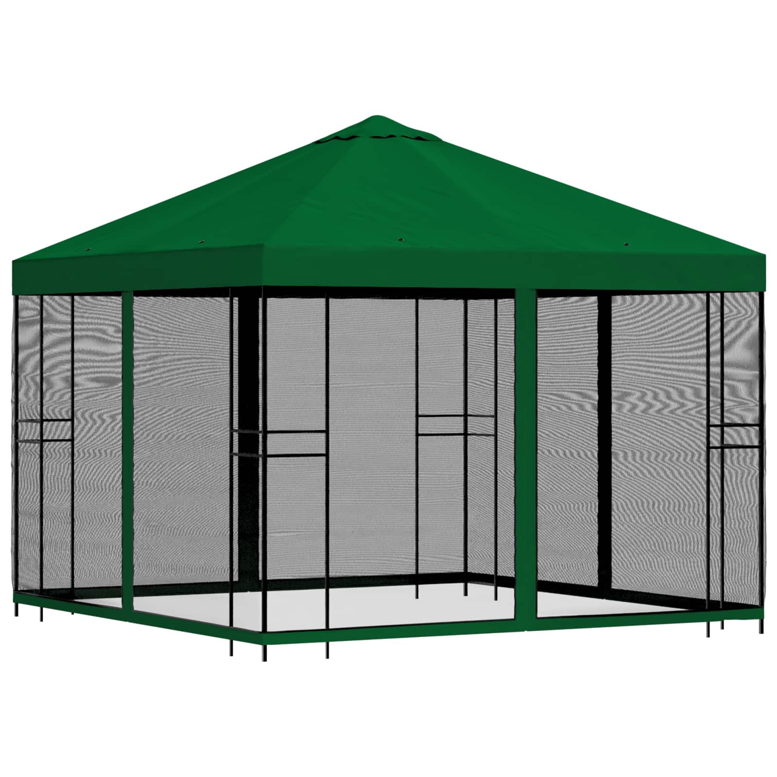 Tuin Gazebo met Zijwanden 3 x 3 m Groen Polyester en staal is nu te koop bij PeponiXL, paradijselijk wonen!