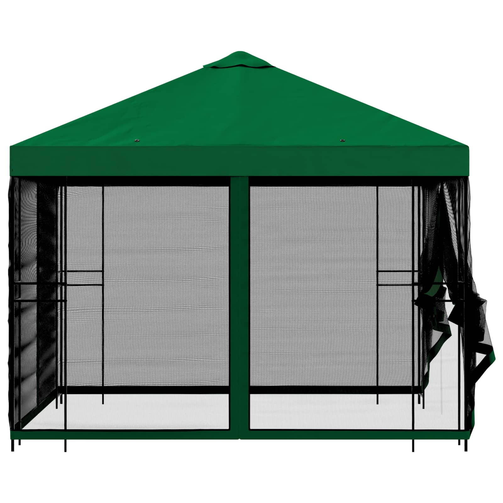 Tuin Gazebo met Zijwanden 3 x 3 m Groen Polyester en staal is nu te koop bij PeponiXL, paradijselijk wonen!