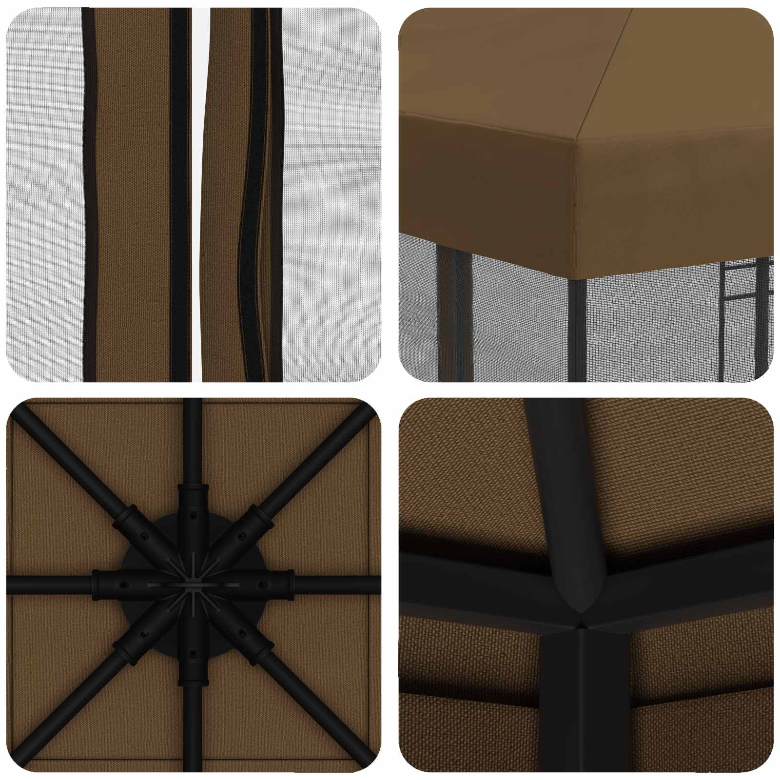 Tuin Gazebo met Zijwanden 3 x 3 m Taupe Polyester en staal is nu te koop bij PeponiXL, paradijselijk wonen!