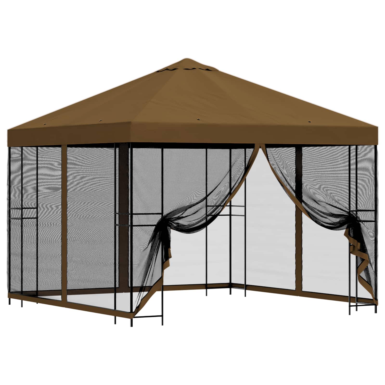 Tuin Gazebo met Zijwanden 3 x 3 m Taupe Polyester en staal is nu te koop bij PeponiXL, paradijselijk wonen!