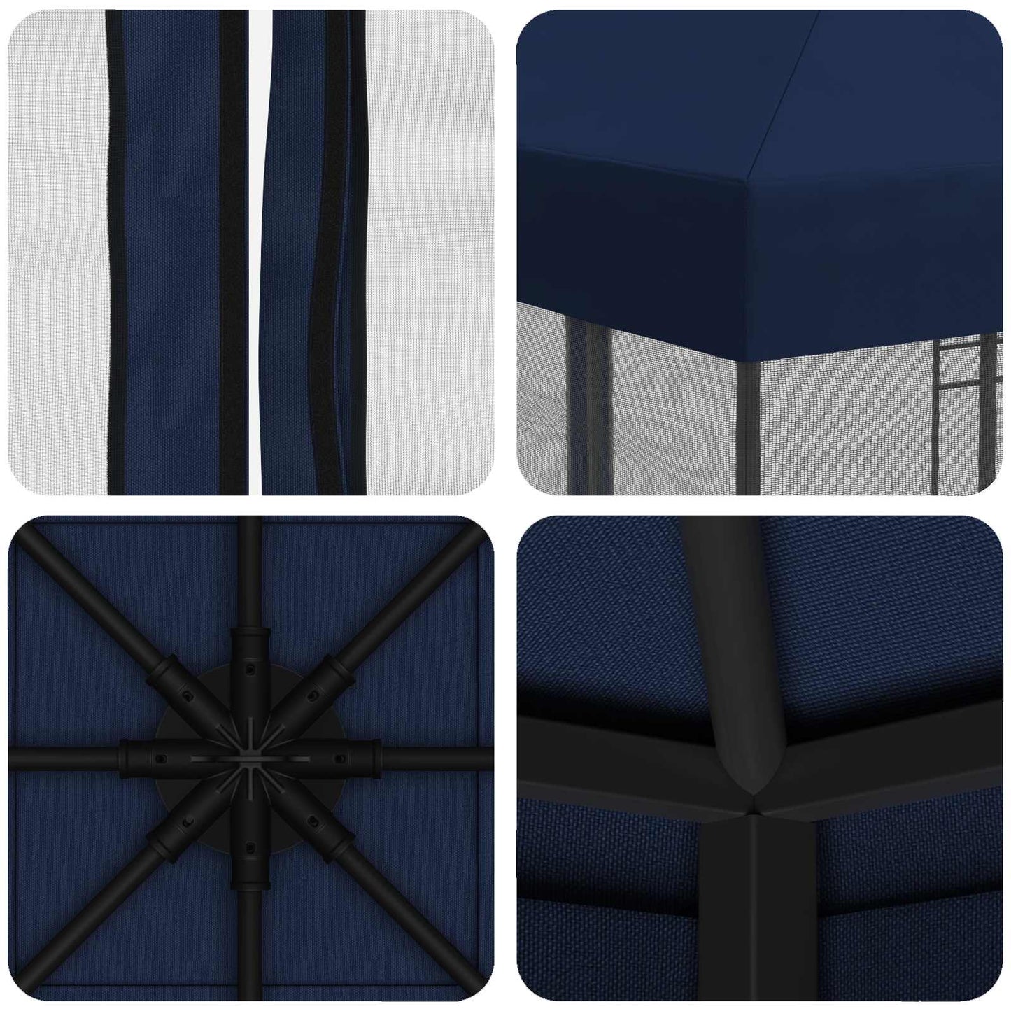 Tuin Gazebo met Zijwanden 3 x 3 m Blauw Polyester en staal is nu te koop bij PeponiXL, paradijselijk wonen!