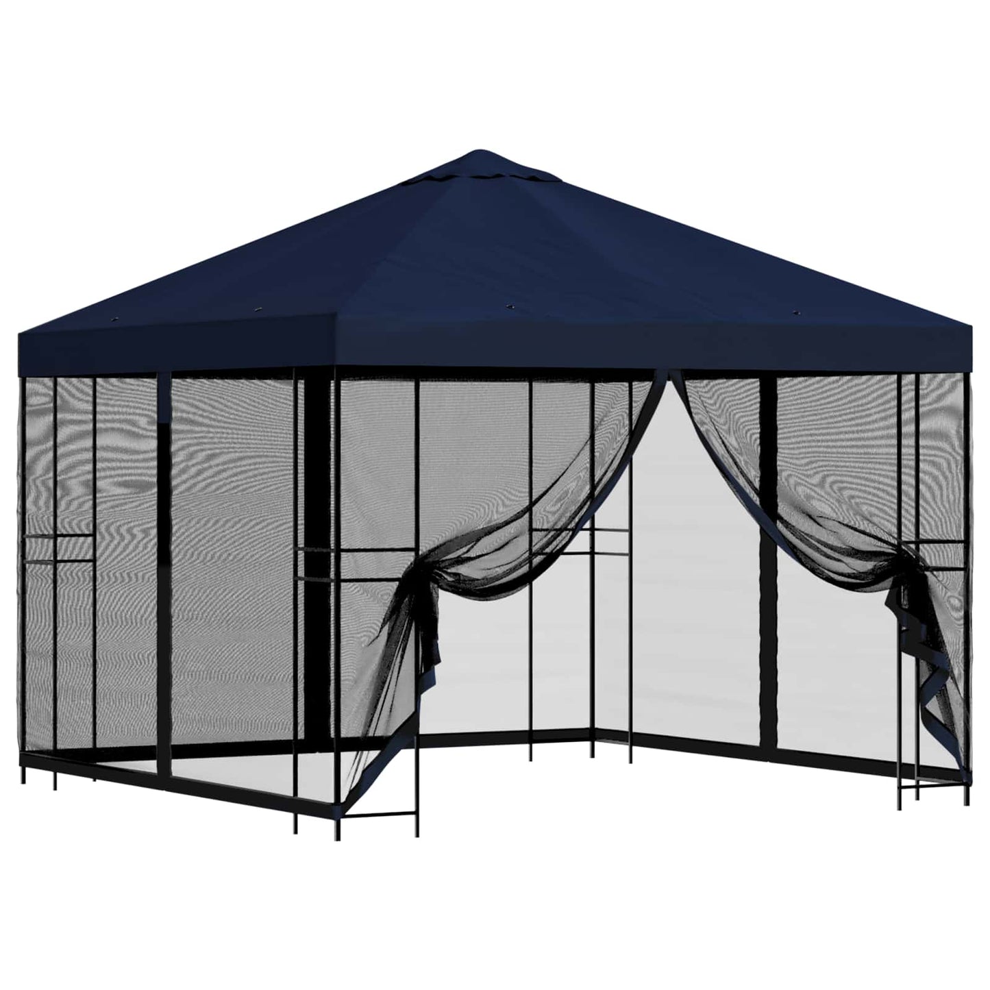 Tuin Gazebo met Zijwanden 3 x 3 m Blauw Polyester en staal is nu te koop bij PeponiXL, paradijselijk wonen!