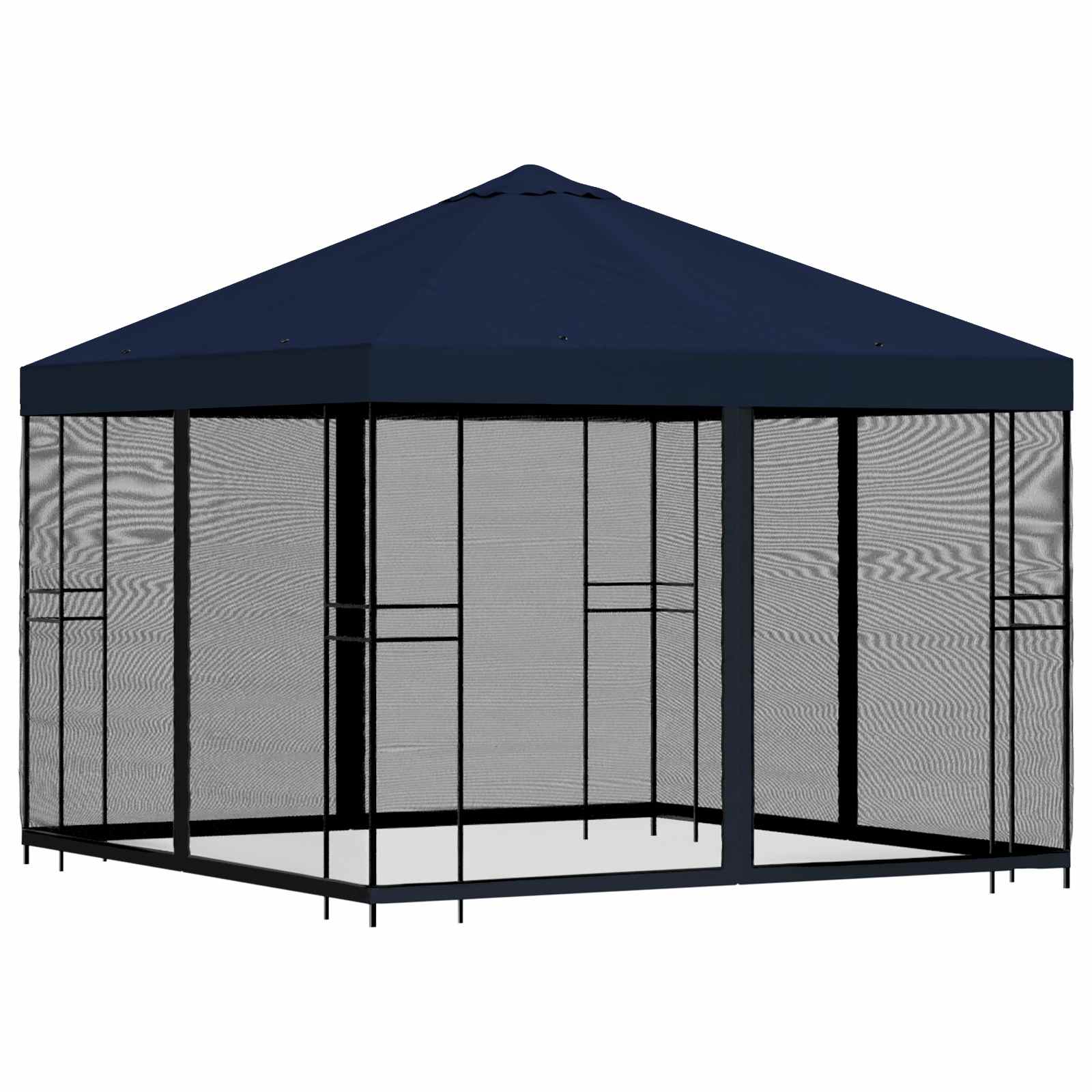 Tuin Gazebo met Zijwanden 3 x 3 m Blauw Polyester en staal is nu te koop bij PeponiXL, paradijselijk wonen!