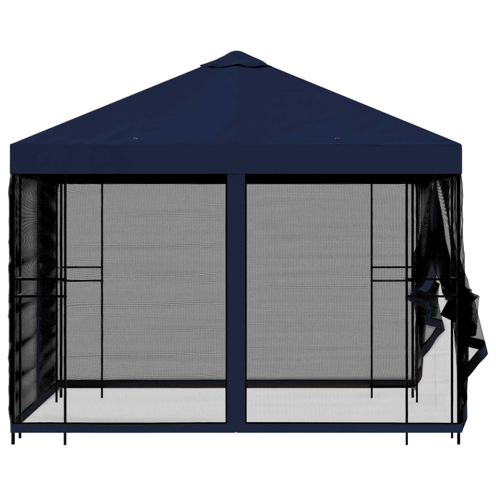 Tuin Gazebo met Zijwanden 3 x 3 m Blauw Polyester en staal is nu te koop bij PeponiXL, paradijselijk wonen!