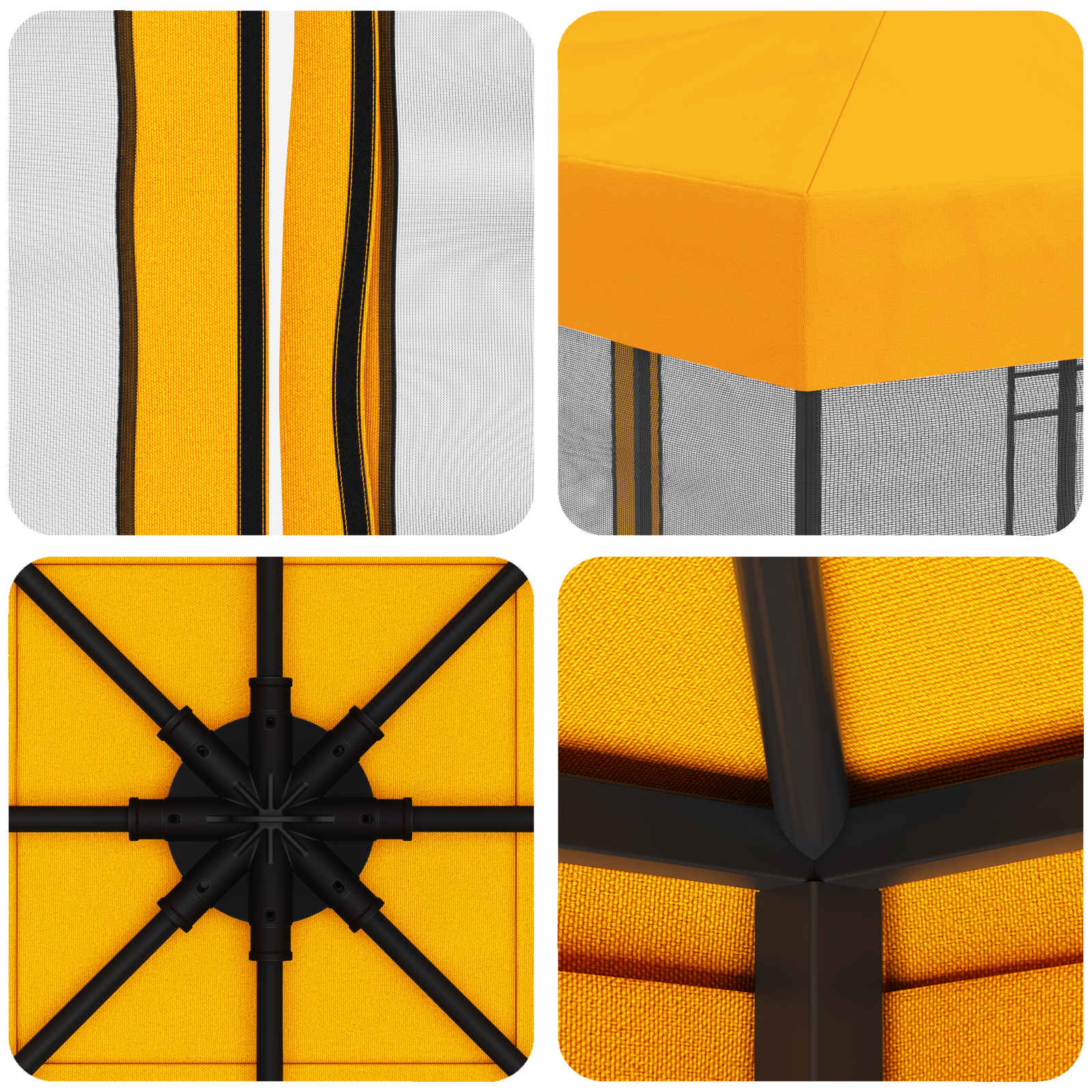 Tuin Gazebo met Zijwanden 3 x 3 m Geel Polyester en staal is nu te koop bij PeponiXL, paradijselijk wonen!