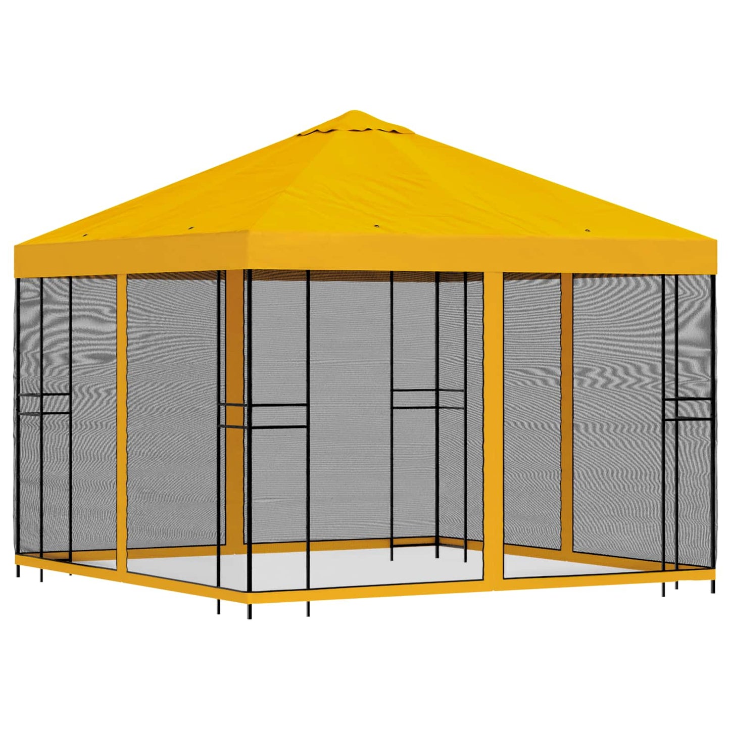 Tuin Gazebo met Zijwanden 3 x 3 m Geel Polyester en staal is nu te koop bij PeponiXL, paradijselijk wonen!