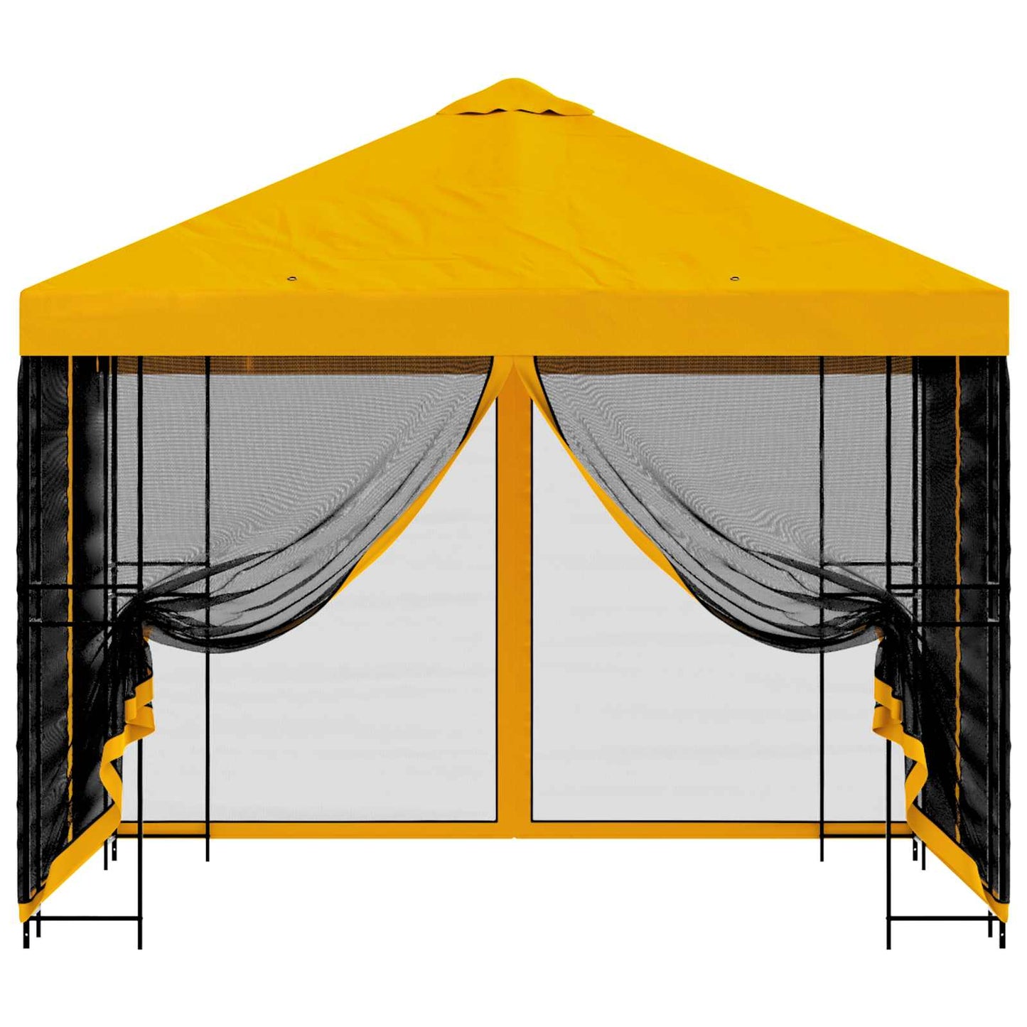 Tuin Gazebo met Zijwanden 3 x 3 m Geel Polyester en staal is nu te koop bij PeponiXL, paradijselijk wonen!