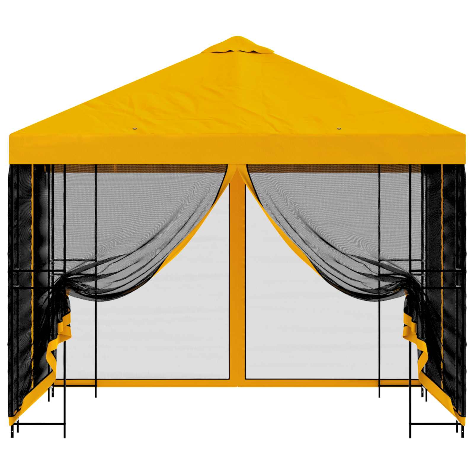 Tuin Gazebo met Zijwanden 3 x 3 m Geel Polyester en staal is nu te koop bij PeponiXL, paradijselijk wonen!