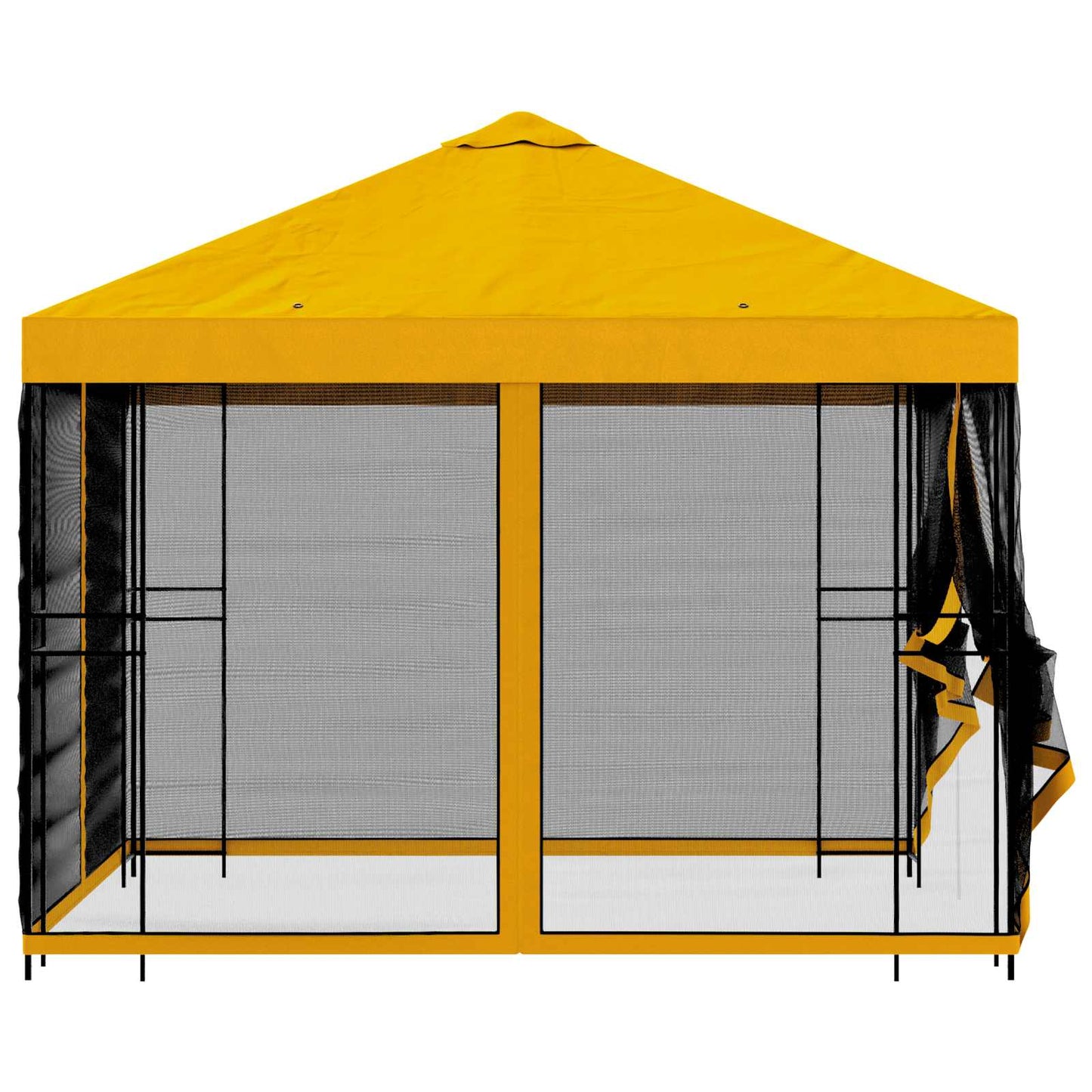 Tuin Gazebo met Zijwanden 3 x 3 m Geel Polyester en staal is nu te koop bij PeponiXL, paradijselijk wonen!