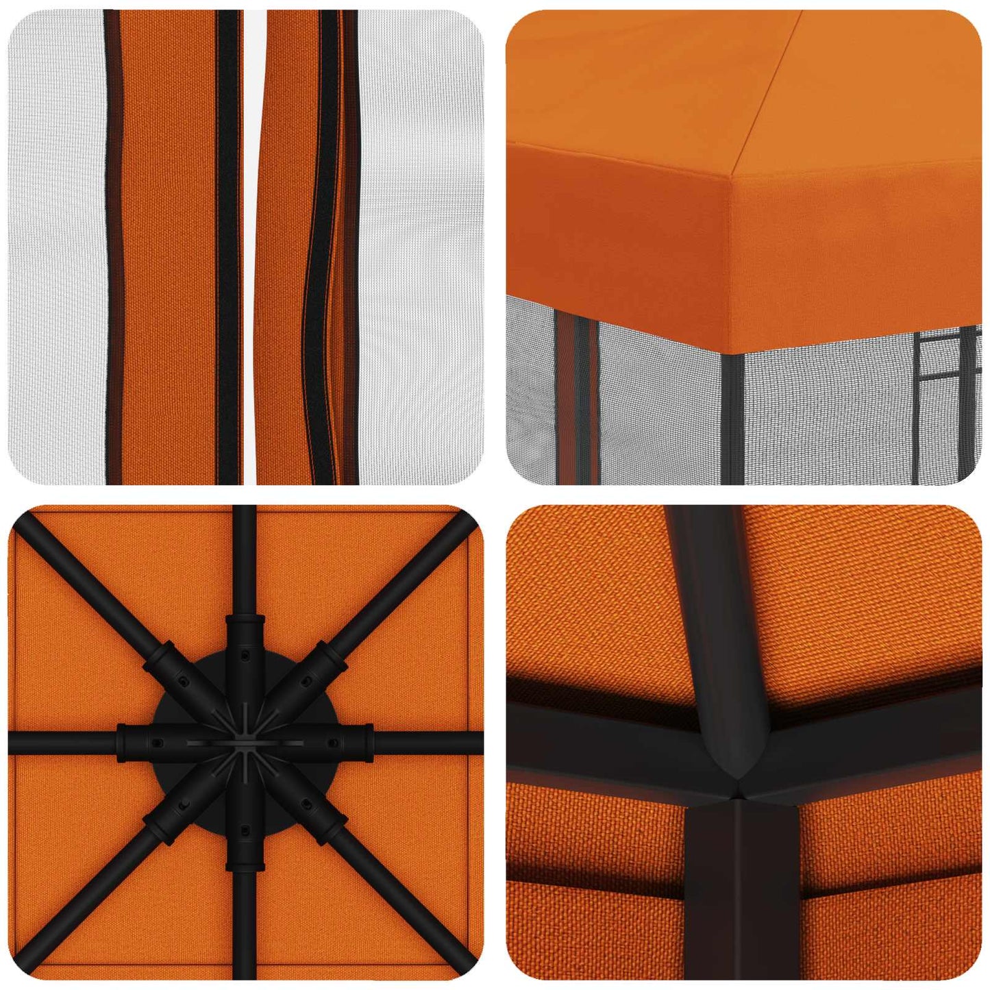 Tuin Gazebo met Zijwanden 3 x 3 m Oranje Polyester en staal is nu te koop bij PeponiXL, paradijselijk wonen!