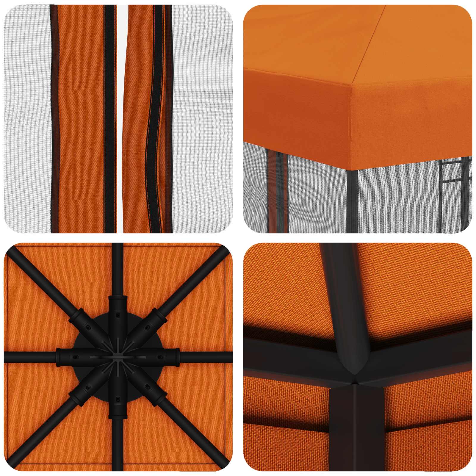 Tuin Gazebo met Zijwanden 3 x 3 m Oranje Polyester en staal is nu te koop bij PeponiXL, paradijselijk wonen!