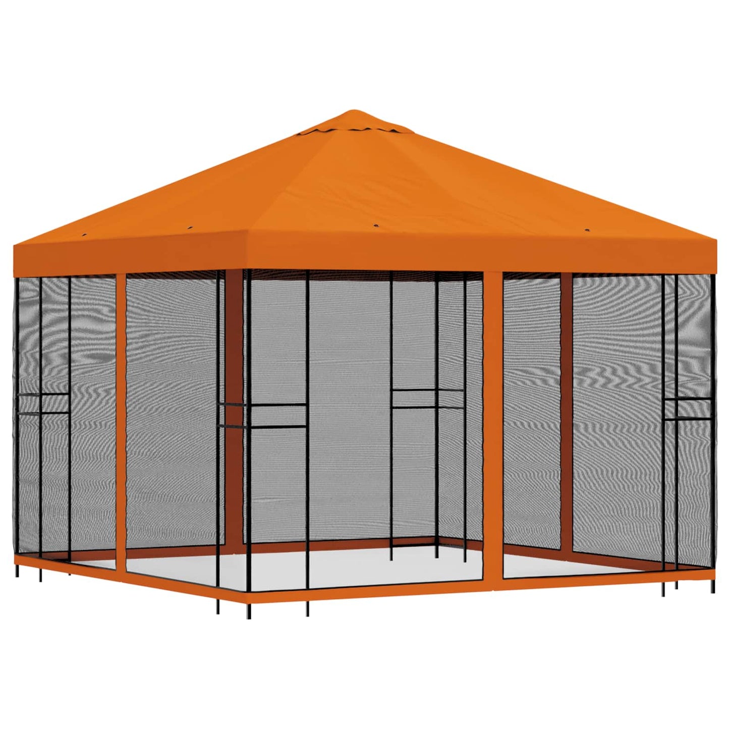 Tuin Gazebo met Zijwanden 3 x 3 m Oranje Polyester en staal is nu te koop bij PeponiXL, paradijselijk wonen!