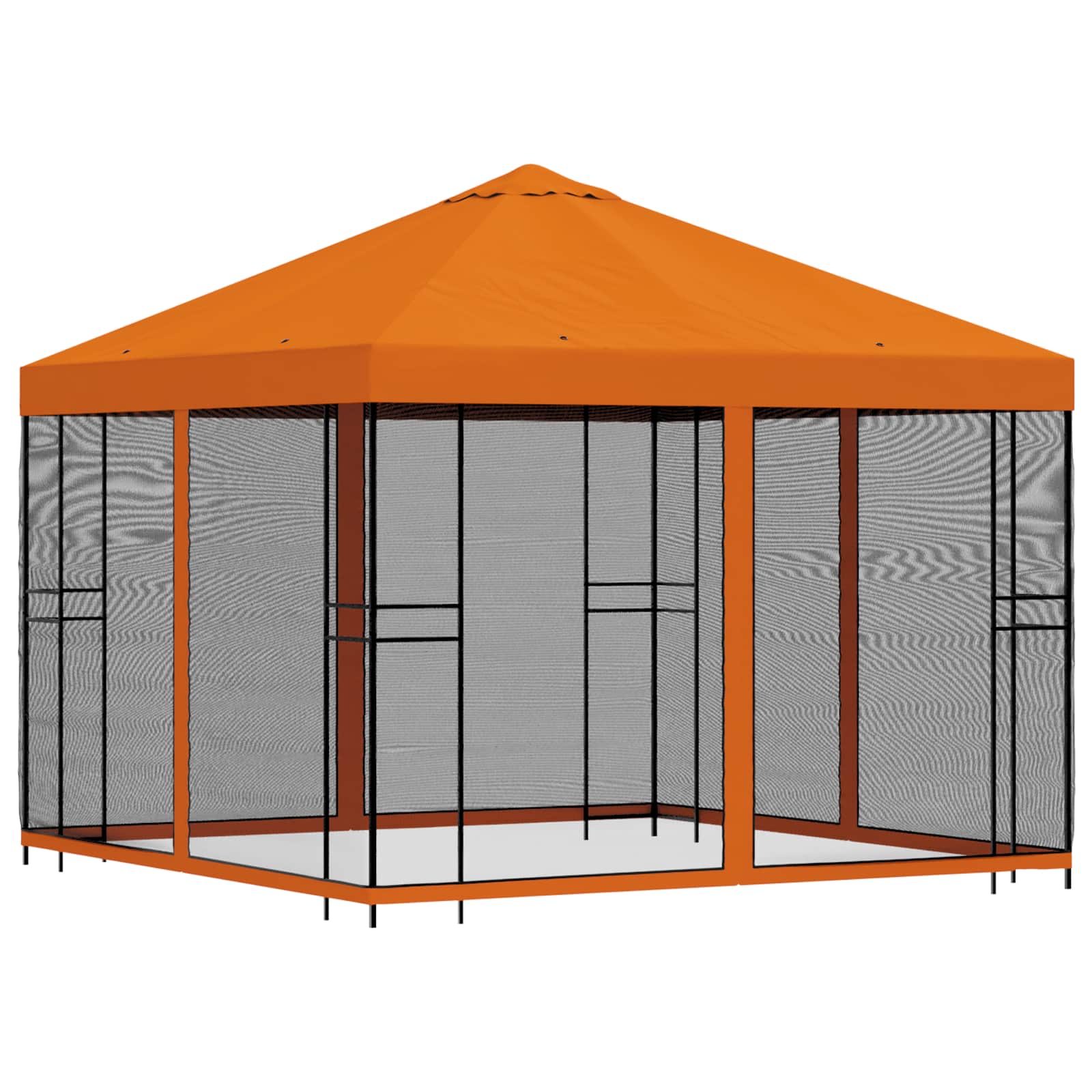 Tuin Gazebo met Zijwanden 3 x 3 m Oranje Polyester en staal is nu te koop bij PeponiXL, paradijselijk wonen!