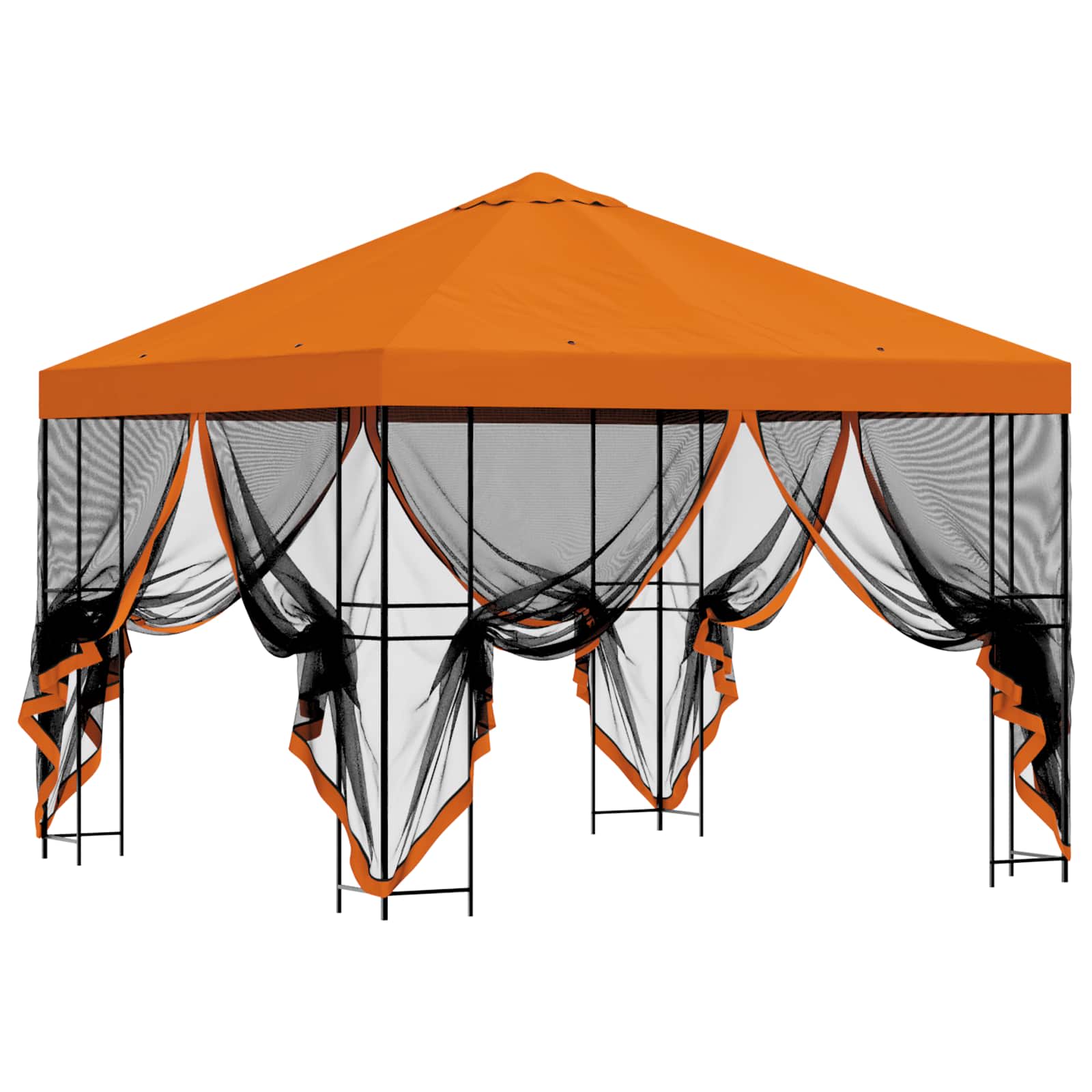 Tuin Gazebo met Zijwanden 3 x 3 m Oranje Polyester en staal is nu te koop bij PeponiXL, paradijselijk wonen!