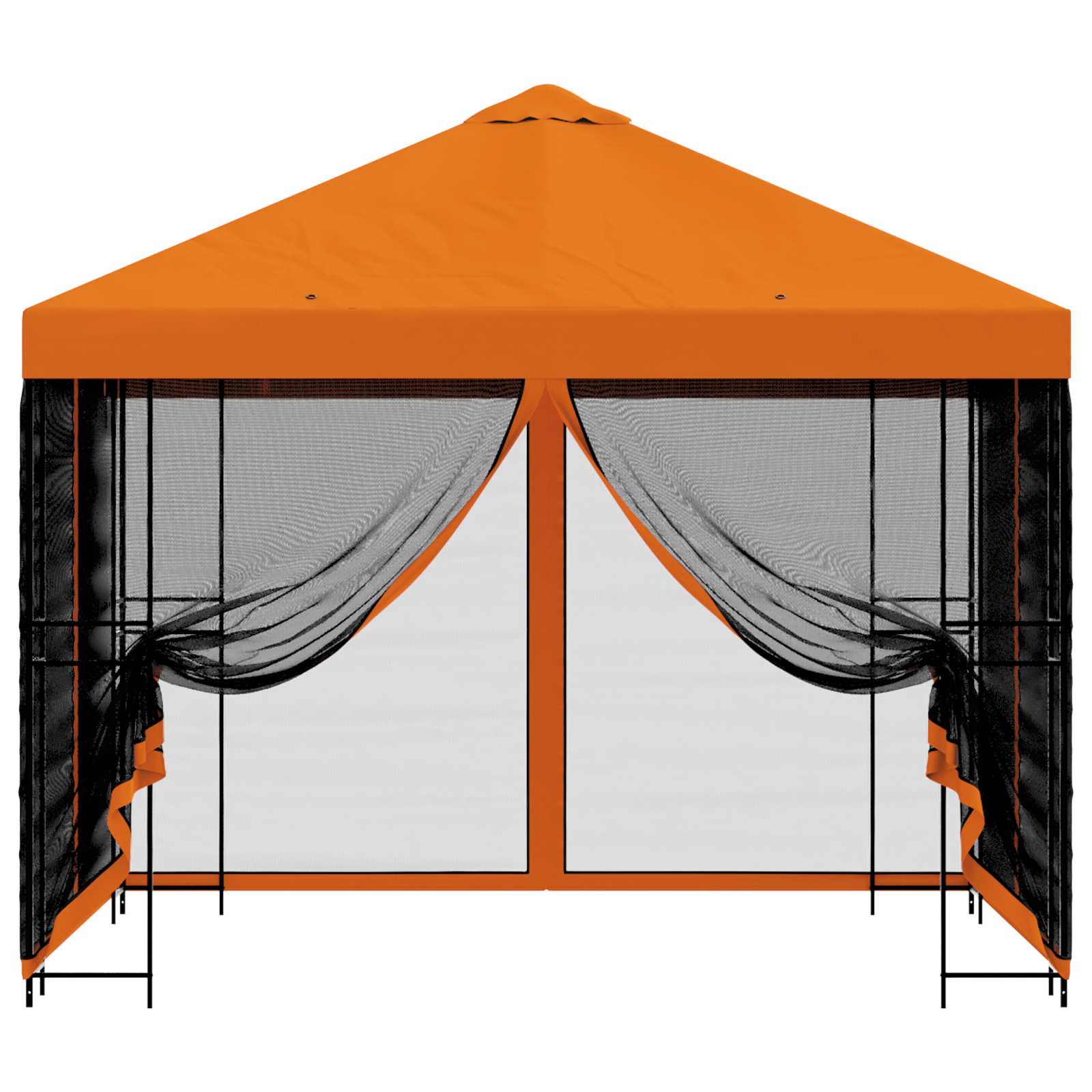 Tuin Gazebo met Zijwanden 3 x 3 m Oranje Polyester en staal is nu te koop bij PeponiXL, paradijselijk wonen!