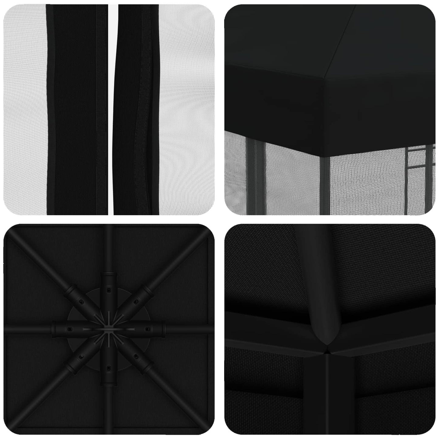 Tuin Gazebo met Zijwanden 3 x 3 m Zwart Polyester en staal is nu te koop bij PeponiXL, paradijselijk wonen!