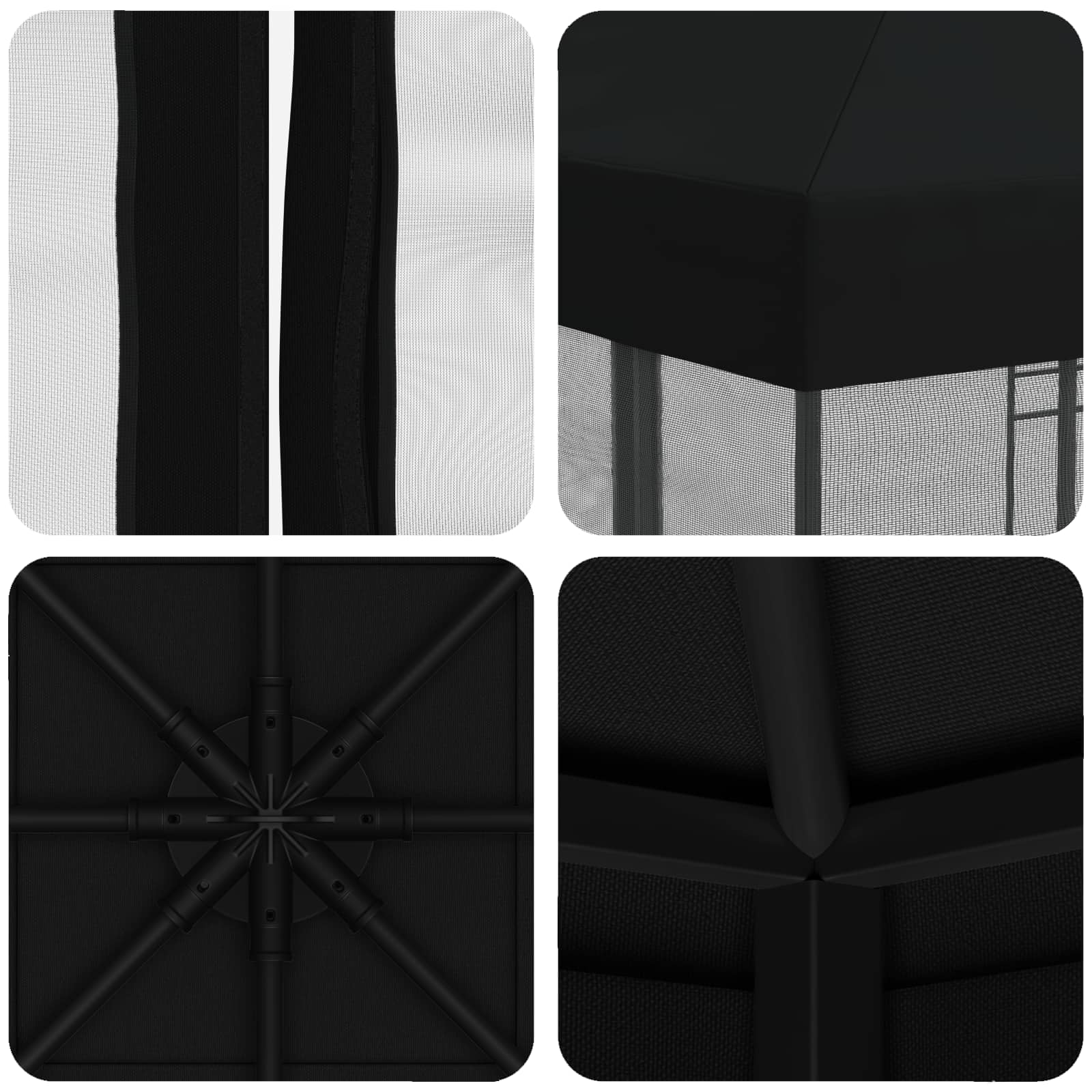 Tuin Gazebo met Zijwanden 3 x 3 m Zwart Polyester en staal is nu te koop bij PeponiXL, paradijselijk wonen!