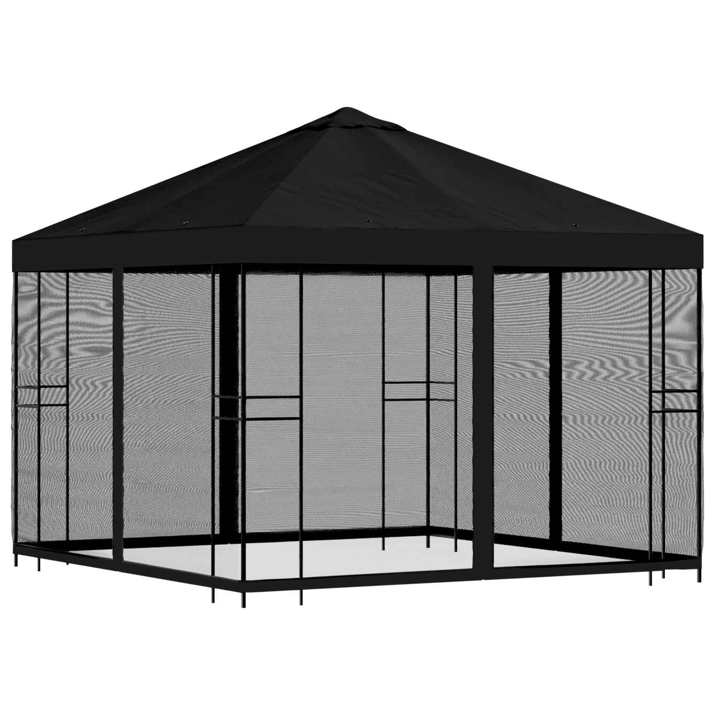 Tuin Gazebo met Zijwanden 3 x 3 m Zwart Polyester en staal is nu te koop bij PeponiXL, paradijselijk wonen!