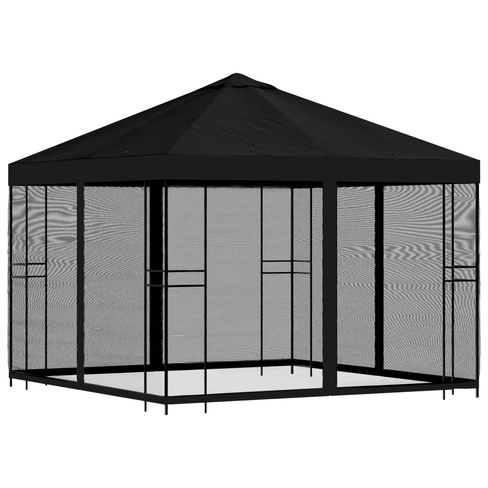 Tuin Gazebo met Zijwanden 3 x 3 m Zwart Polyester en staal is nu te koop bij PeponiXL, paradijselijk wonen!