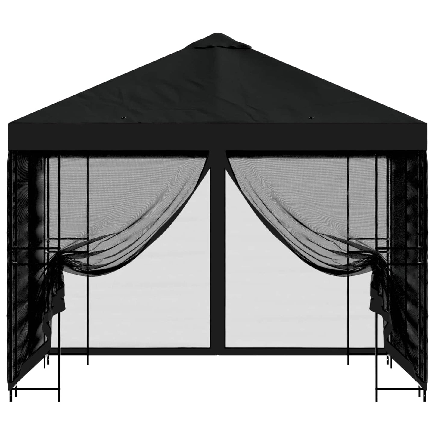 Tuin Gazebo met Zijwanden 3 x 3 m Zwart Polyester en staal is nu te koop bij PeponiXL, paradijselijk wonen!