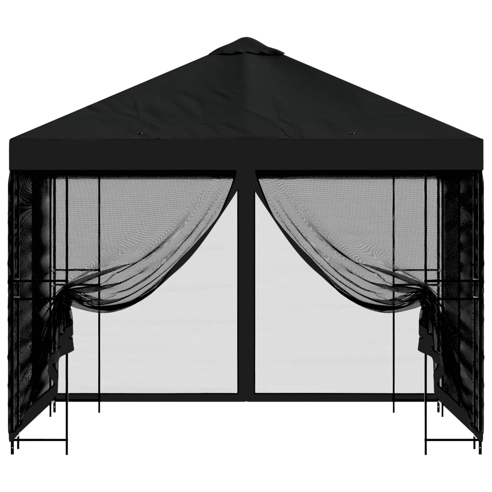 Tuin Gazebo met Zijwanden 3 x 3 m Zwart Polyester en staal is nu te koop bij PeponiXL, paradijselijk wonen!
