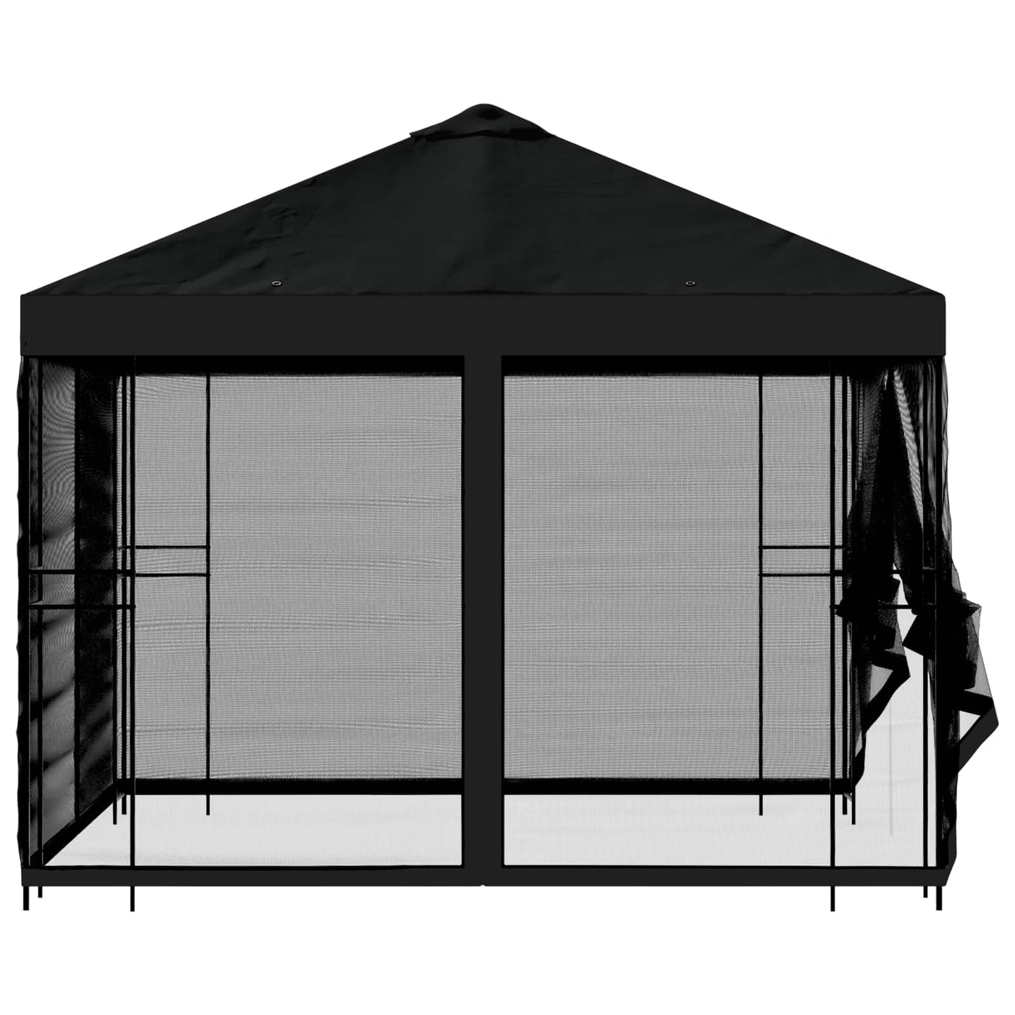 Tuin Gazebo met Zijwanden 3 x 3 m Zwart Polyester en staal is nu te koop bij PeponiXL, paradijselijk wonen!