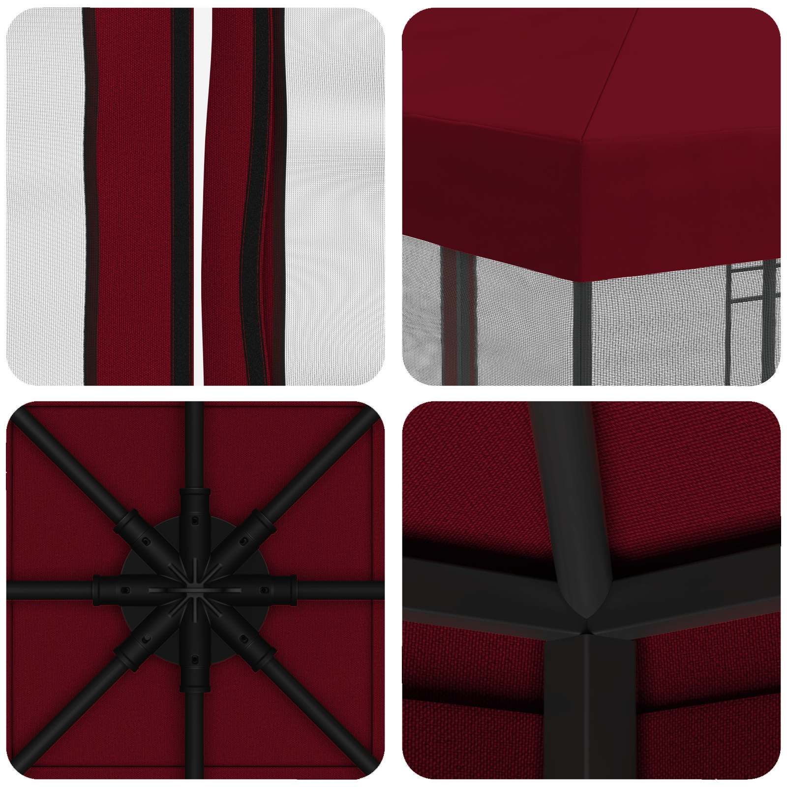 Tuin Gazebo met Zijwanden 3 x 3 m Bordeauxrood is nu te koop bij PeponiXL, paradijselijk wonen!