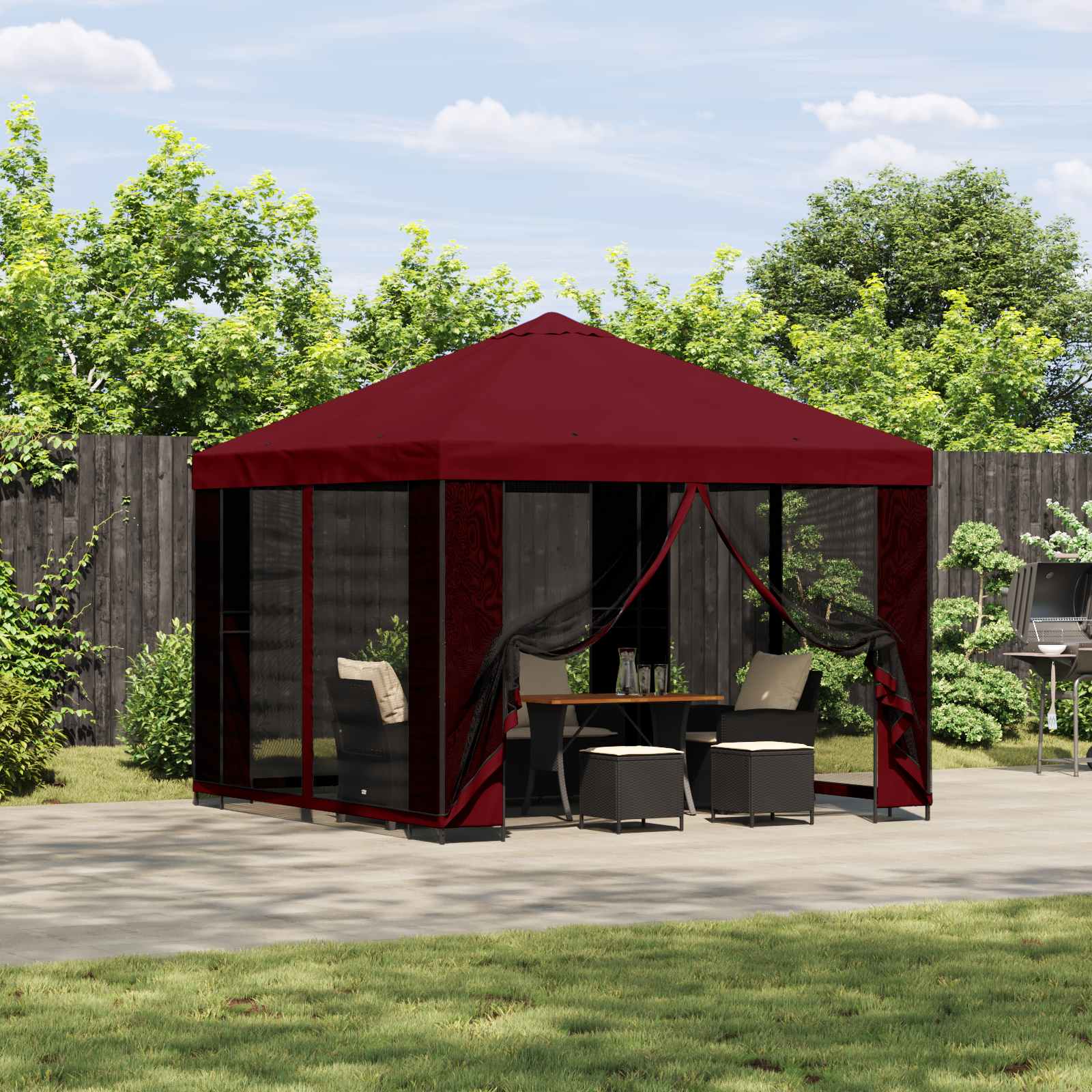 Tuin Gazebo met Zijwanden 3 x 3 m Bordeauxrood is nu te koop bij PeponiXL, paradijselijk wonen!