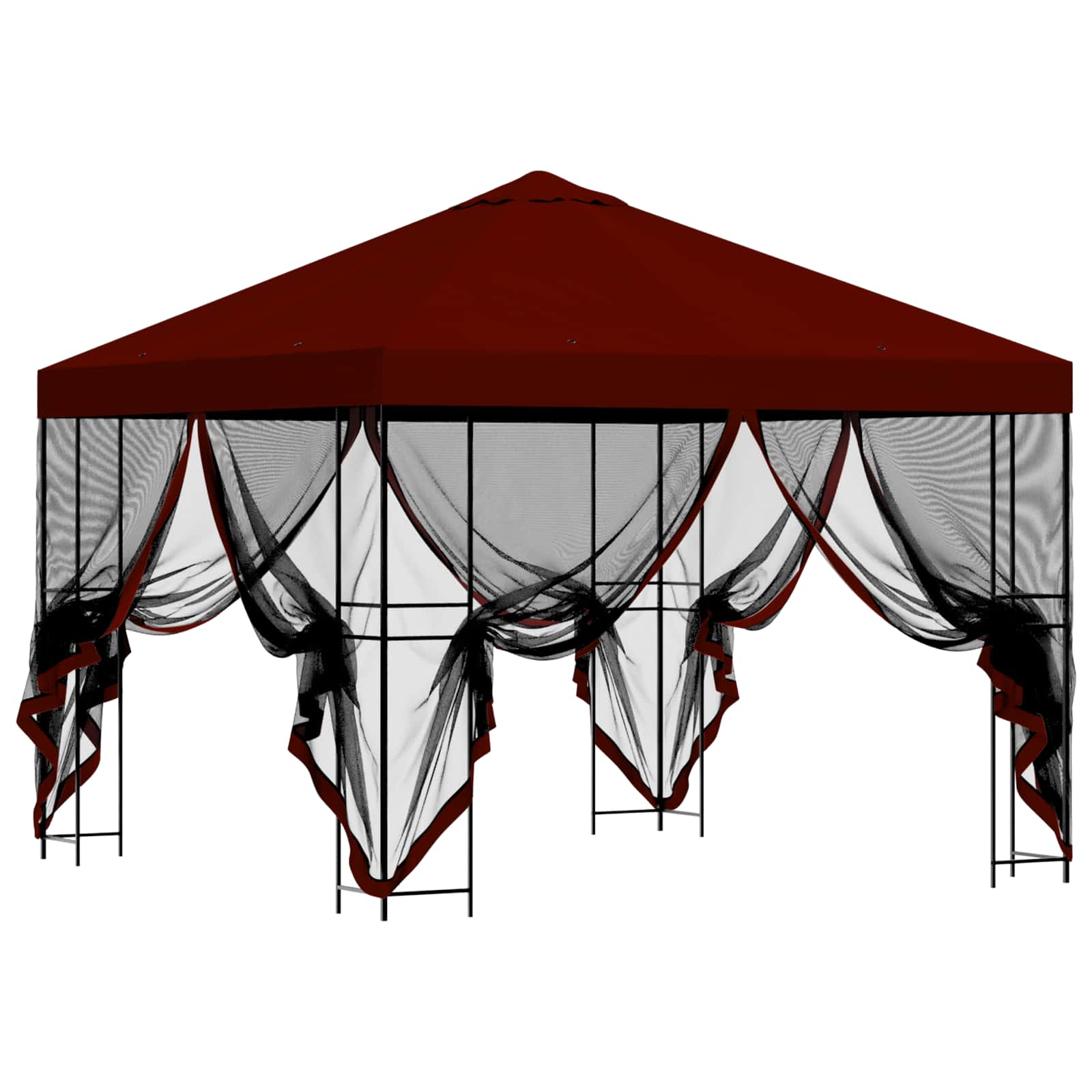 Tuin Gazebo met Zijwanden 3 x 3 m Bordeauxrood is nu te koop bij PeponiXL, paradijselijk wonen!