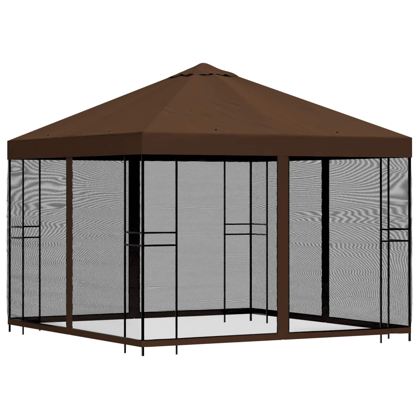 Tuin Gazebo met Zijwanden 3 x 3 m Bruin Polyester en staal 190 is nu te koop bij PeponiXL, paradijselijk wonen!