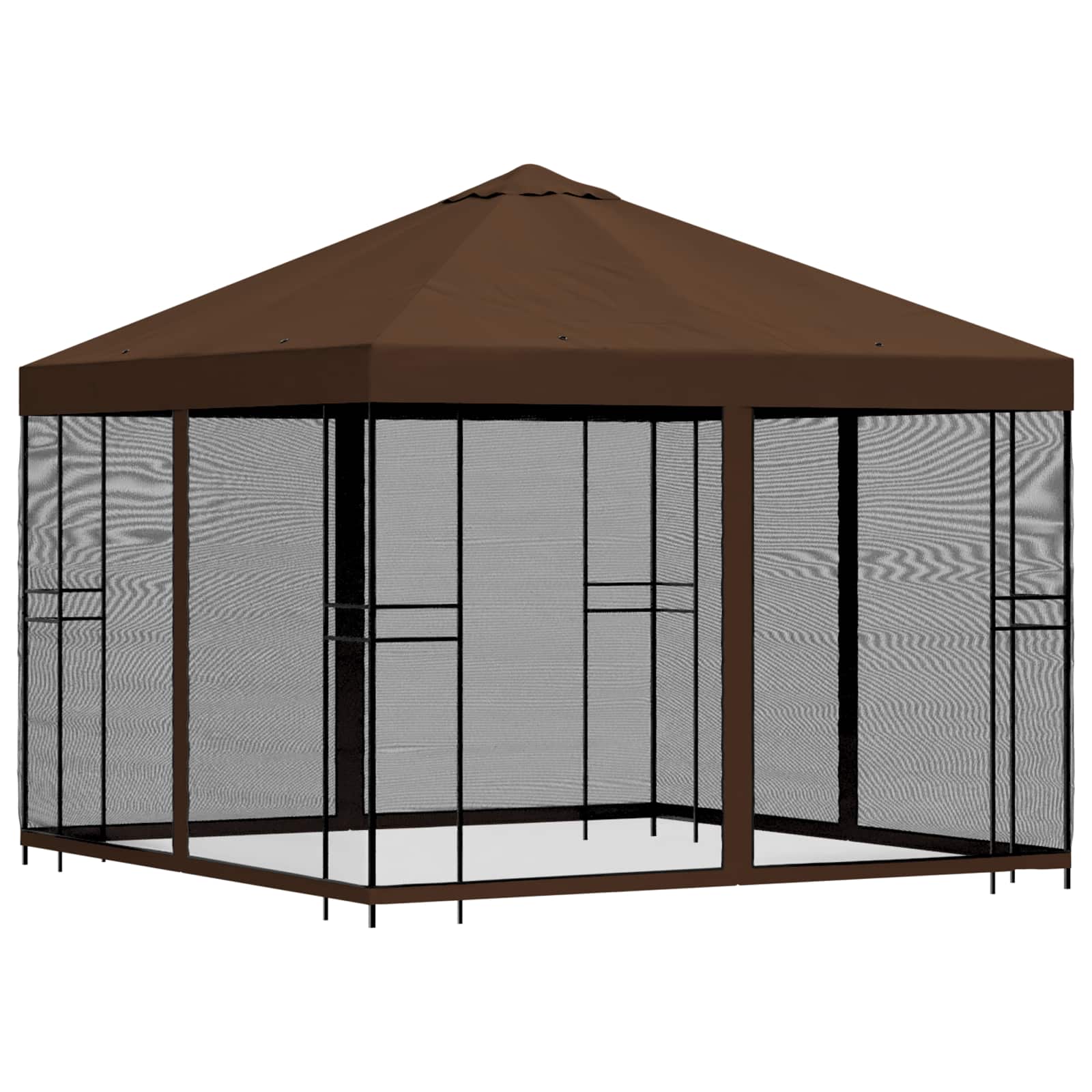 Tuin Gazebo met Zijwanden 3 x 3 m Bruin Polyester en staal 190 is nu te koop bij PeponiXL, paradijselijk wonen!