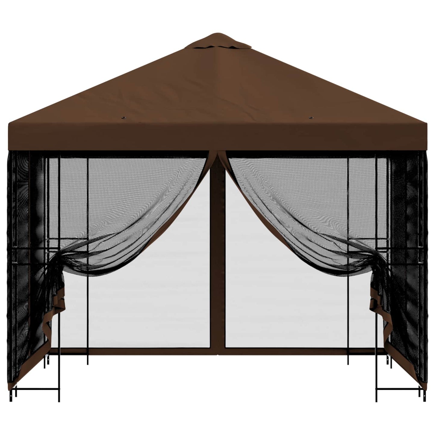 Tuin Gazebo met Zijwanden 3 x 3 m Bruin Polyester en staal 190 is nu te koop bij PeponiXL, paradijselijk wonen!