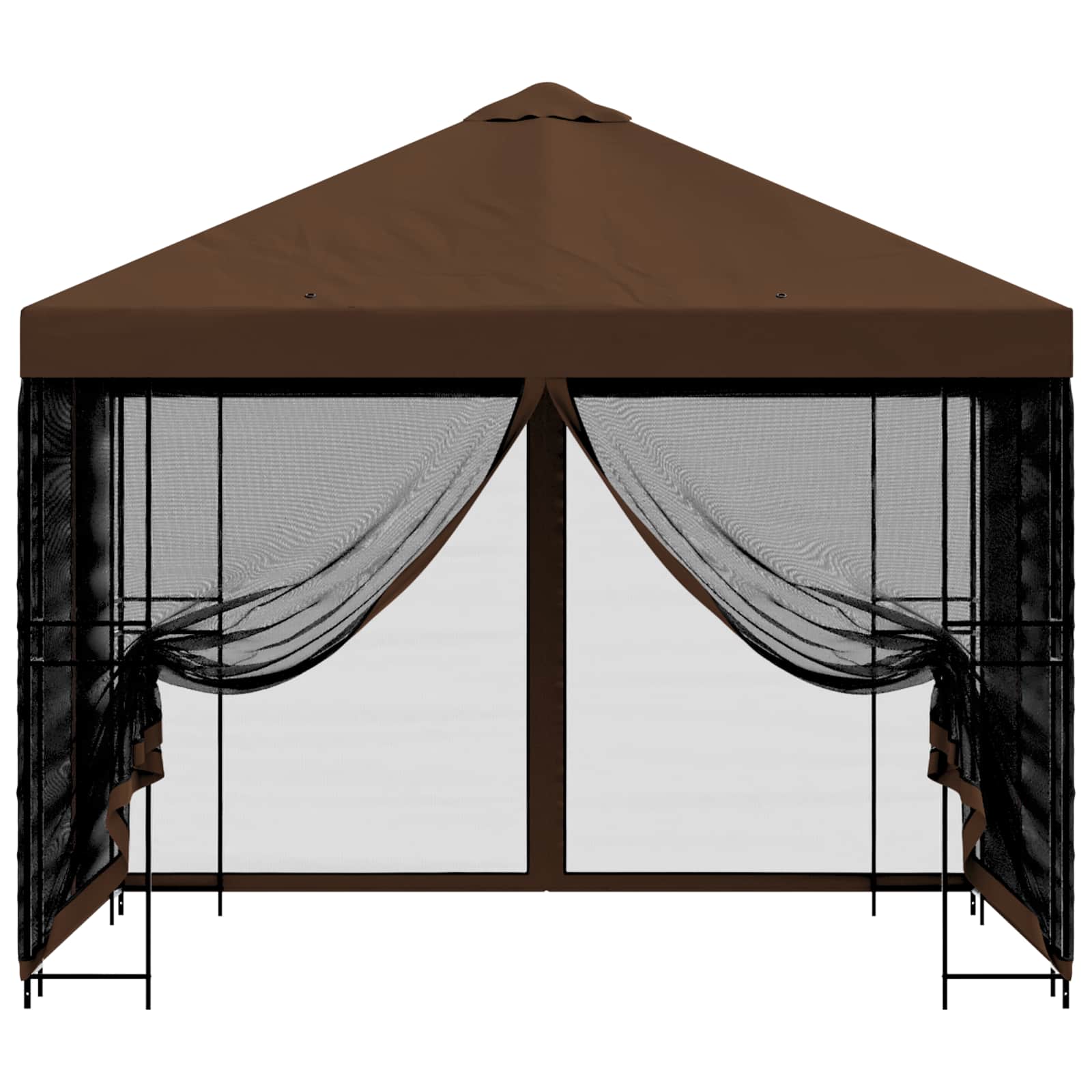 Tuin Gazebo met Zijwanden 3 x 3 m Bruin Polyester en staal 190 is nu te koop bij PeponiXL, paradijselijk wonen!
